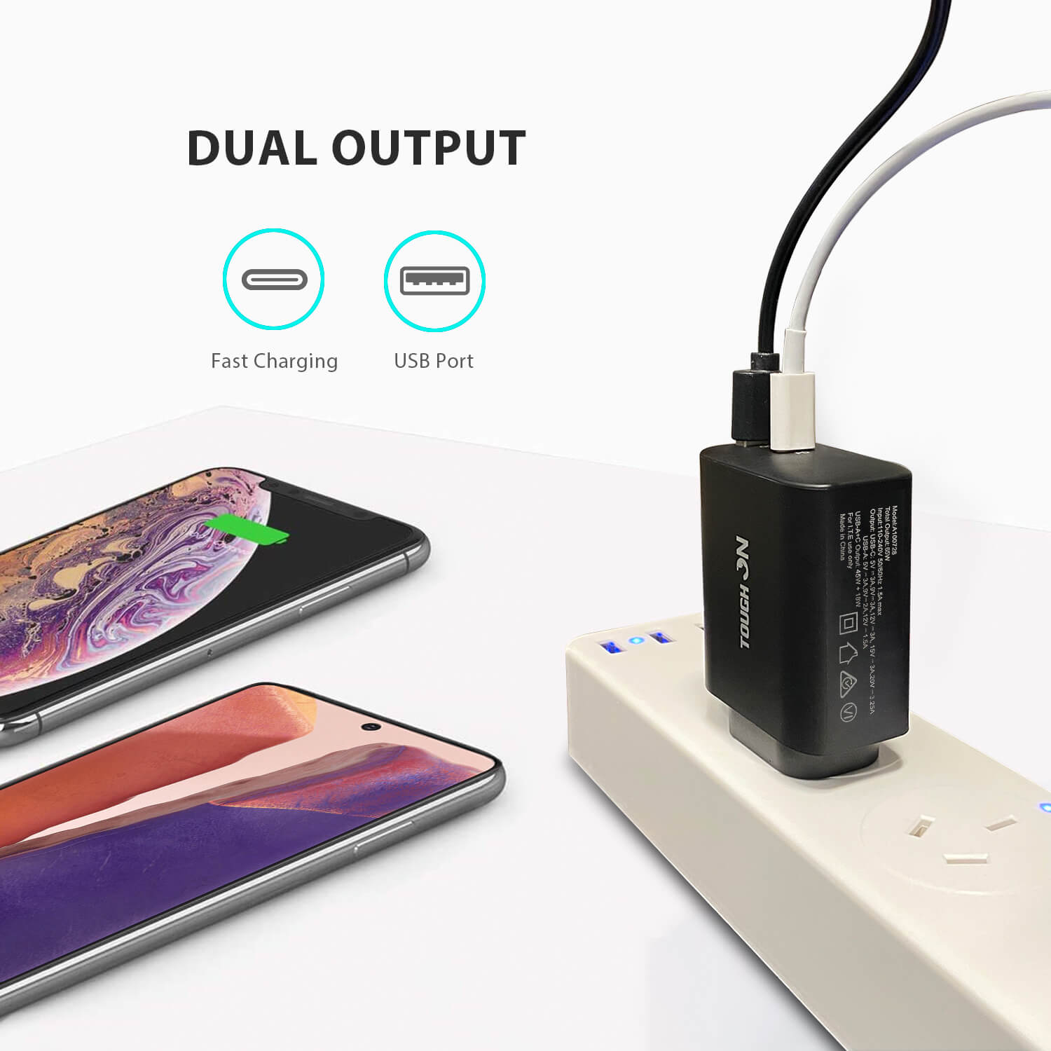 Tough on 65W Dual Port PD & QC 3.0 Fast Wall Charger