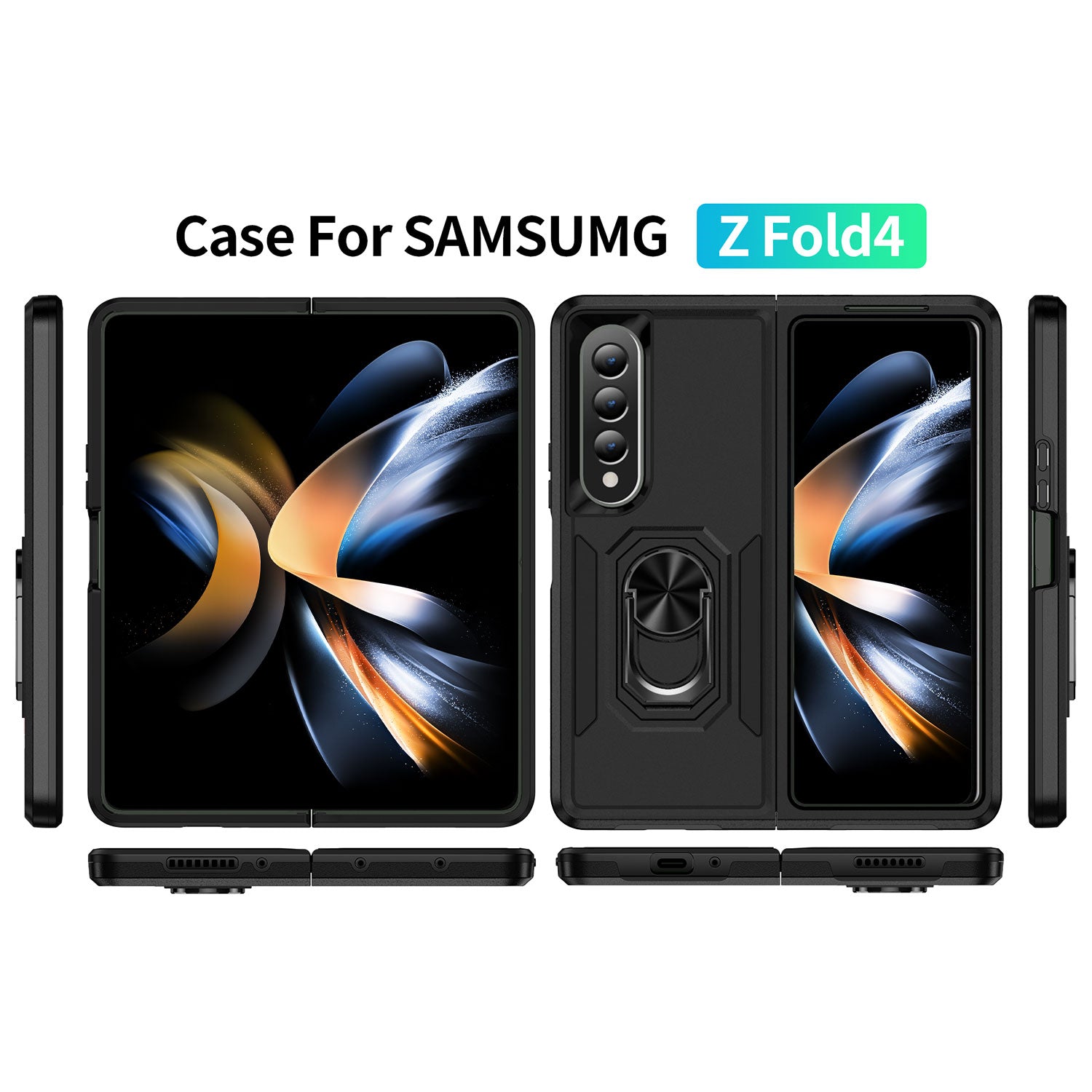 Tough On Samsung Galaxy Z Fold4 5G Case Tough Armor Black