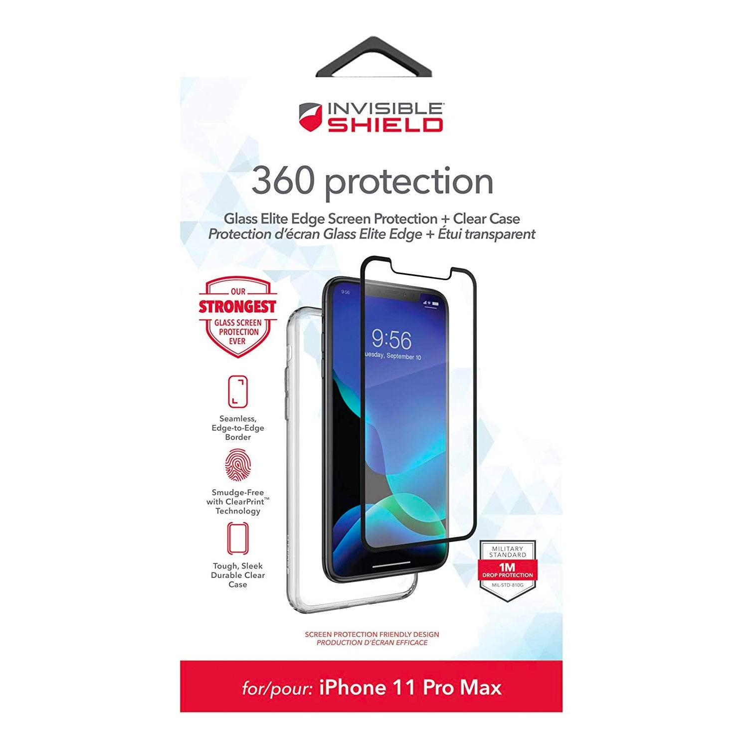 ZAGG InvisibleShield iPhone 11 Pro Max 360 Protection Case + Glass Elite Edge+ Screen Protector