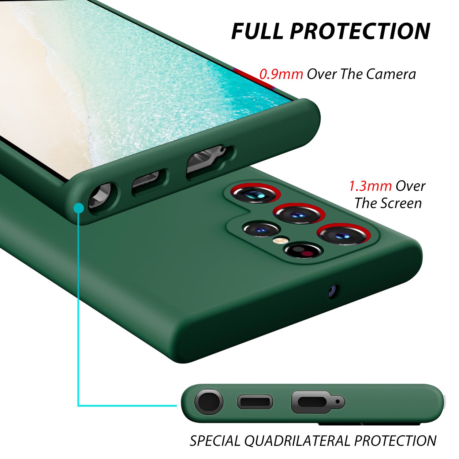 Tough On Samsung Galaxy S23 Ultra Silicone Case Dark Green