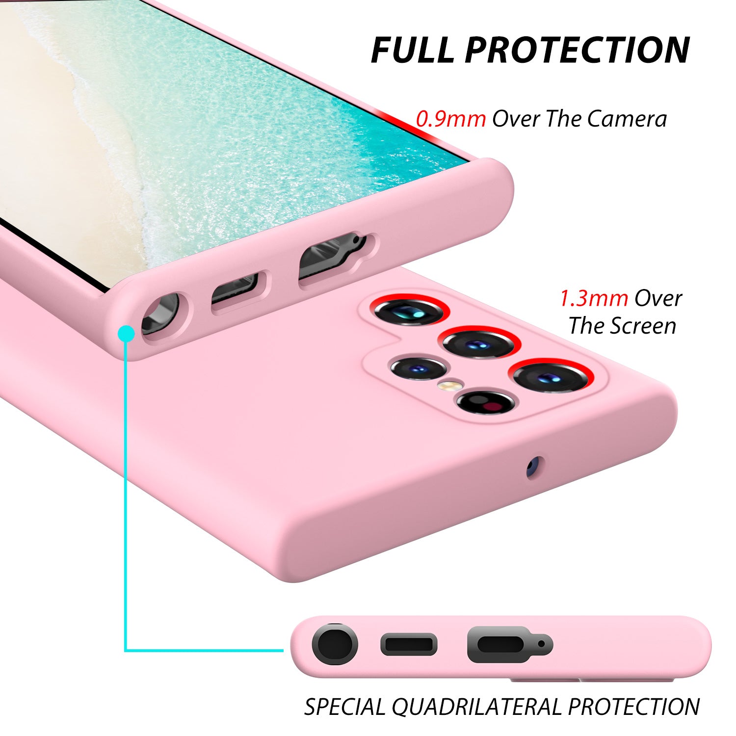 Tough On Samsung Galaxy S23 Ultra Silicone Case Light Pink