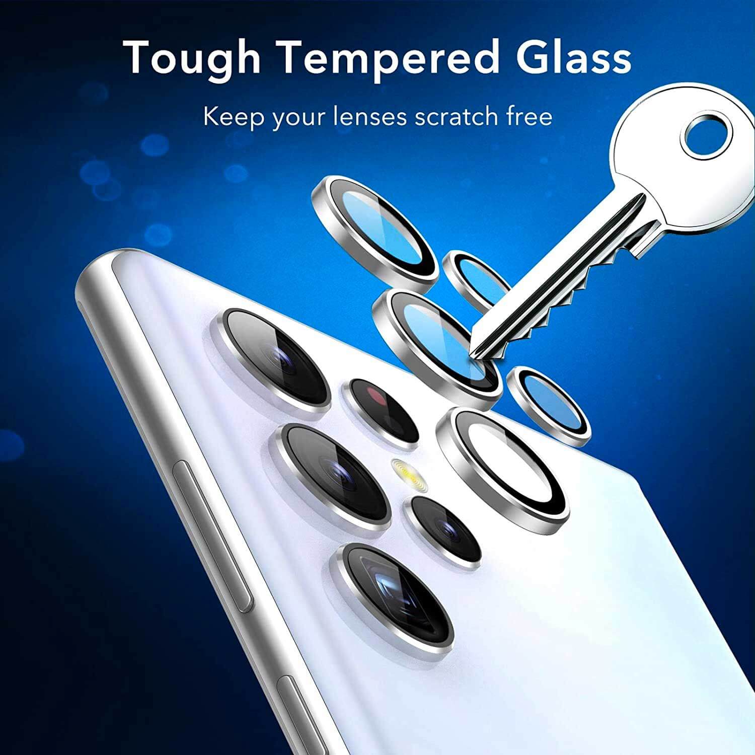 Tough On Samsung Galaxy S22 Ultra 5G Rear Camera Lens Protector Silver