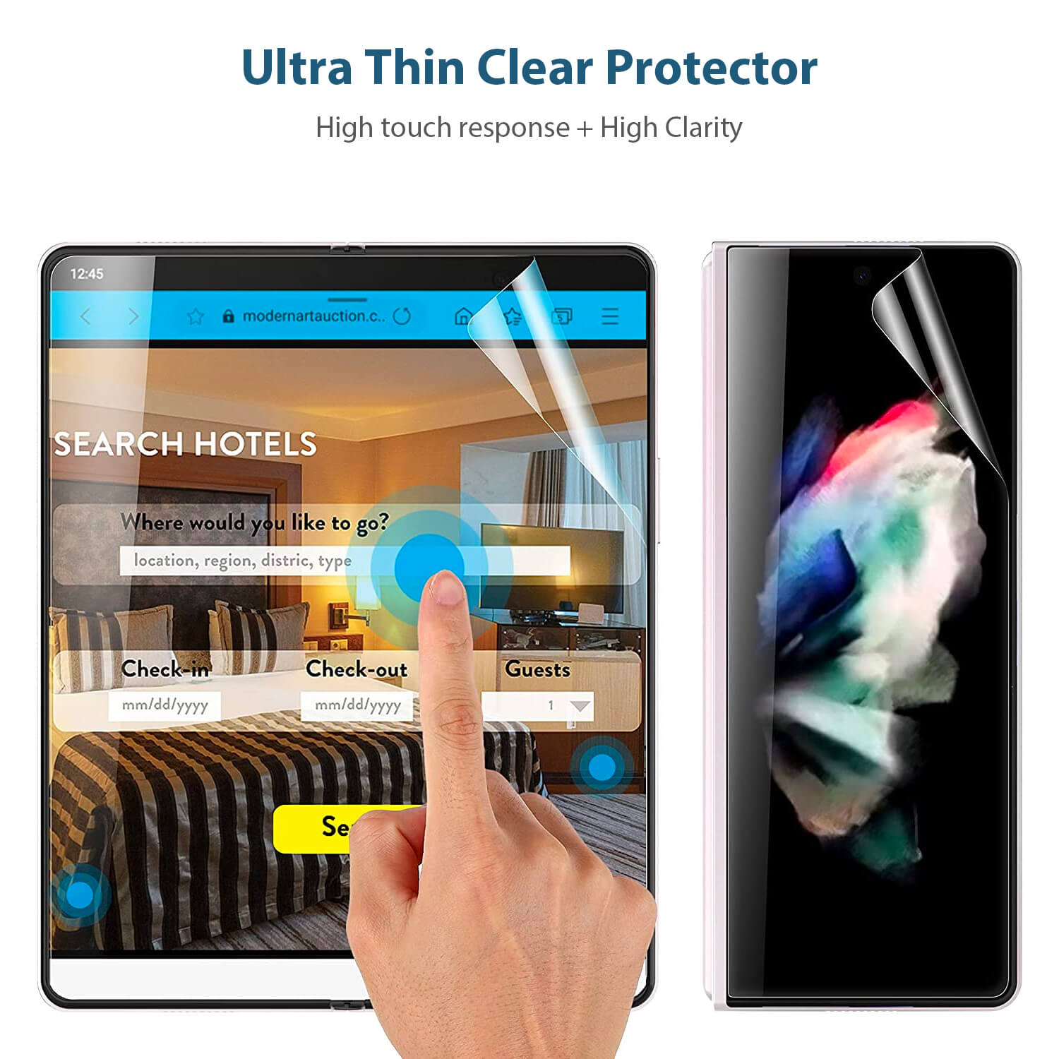 Tough On Samsung Galaxy Z Fold 3 Screen Protector Flexible TPU Full Set Clear