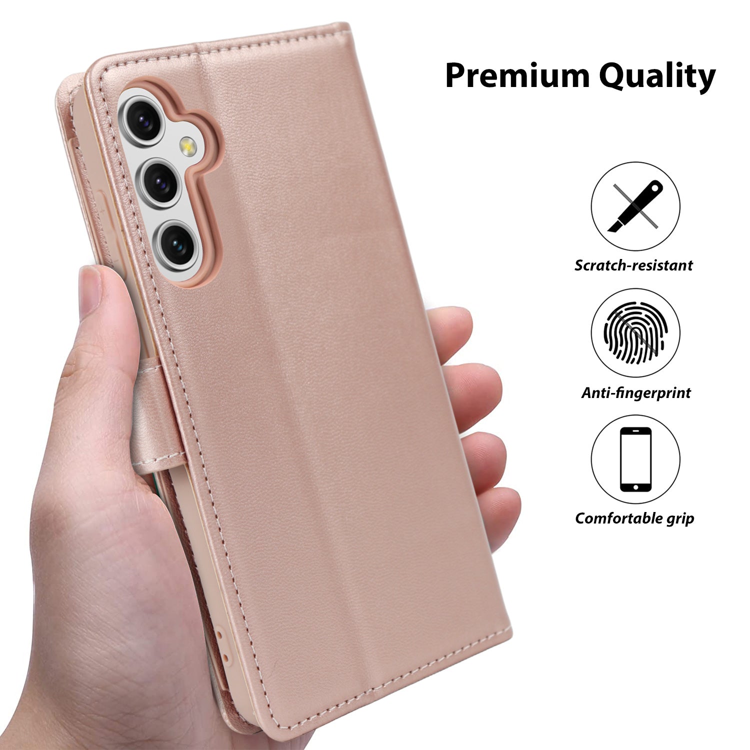 Tough On Samsung Galaxy A54 5G Flip Wallet Leather Case Rose Gold
