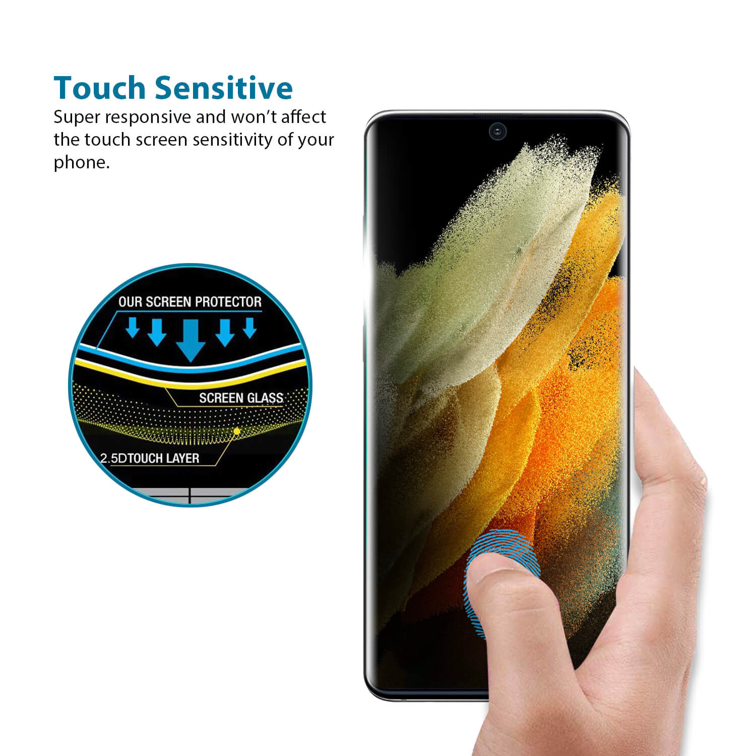 Tough On Samsung Galaxy S21 Ultra 5G Tempered Glass Screen Protector Black