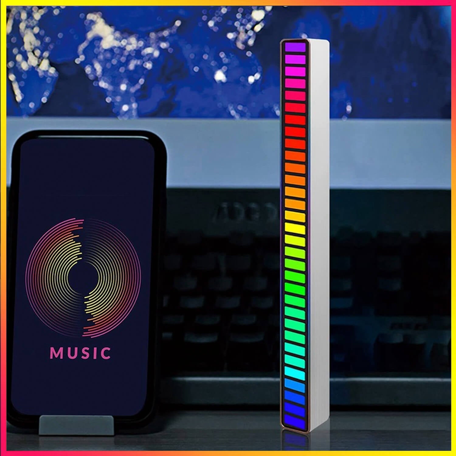 Twin Pack Smart RGB Ambient Sound Control Music Rhythm Light Bar Black