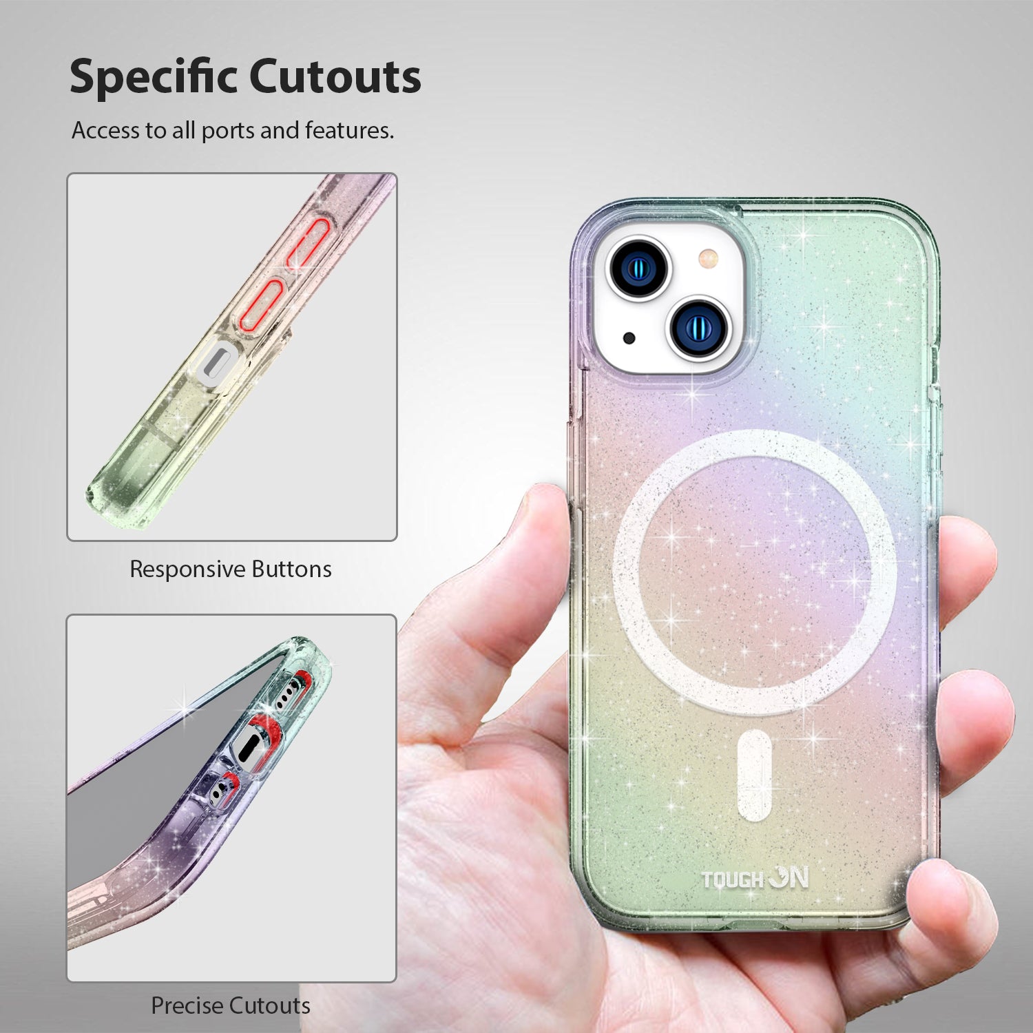 Tough On iPhone 14 Case Glitter Iridescent with Magsafe