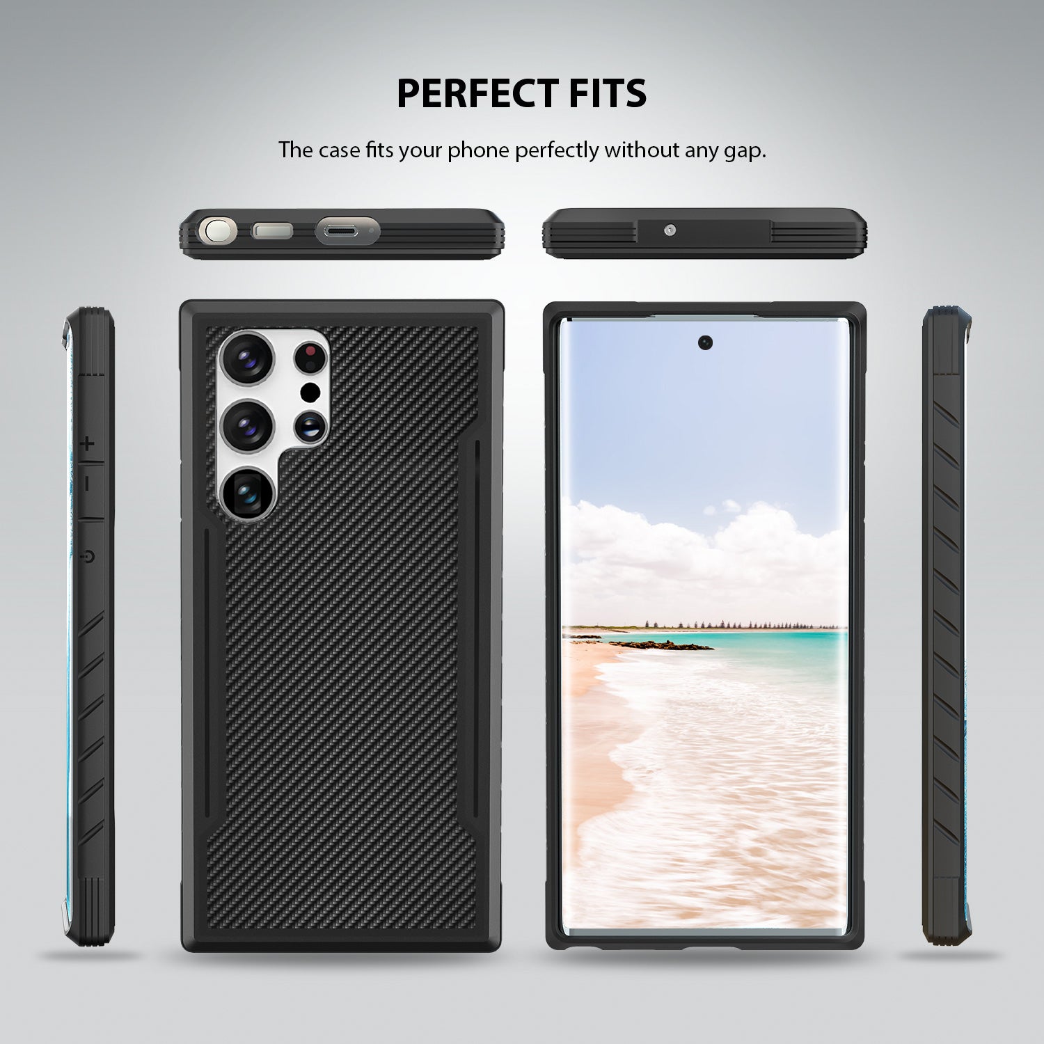 Tough On Samsung Galaxy S23 Ultra 5G Case Iron Shield Carbon Fiber