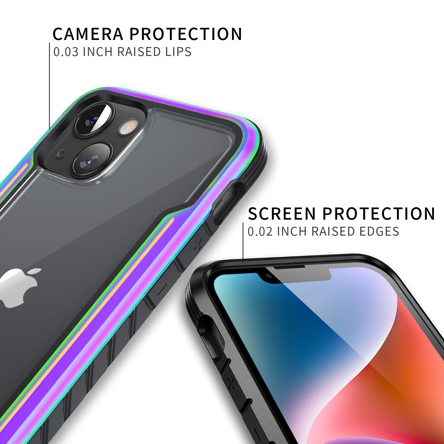 Tough On iPhone 14 Case Iron Shield Iridescent with Black