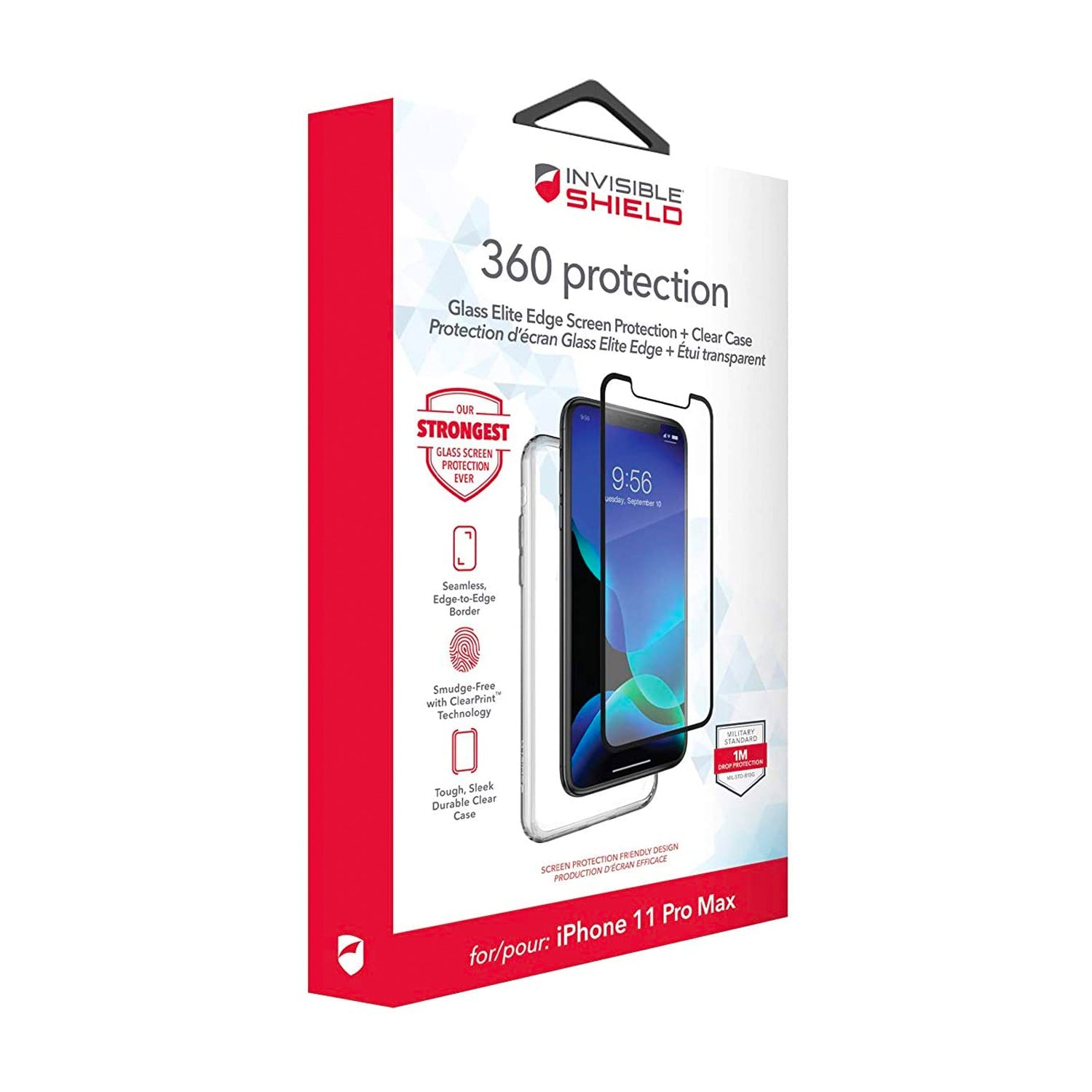 ZAGG InvisibleShield iPhone 11 Pro Max 360 Protection Case + Glass Elite Edge+ Screen Protector