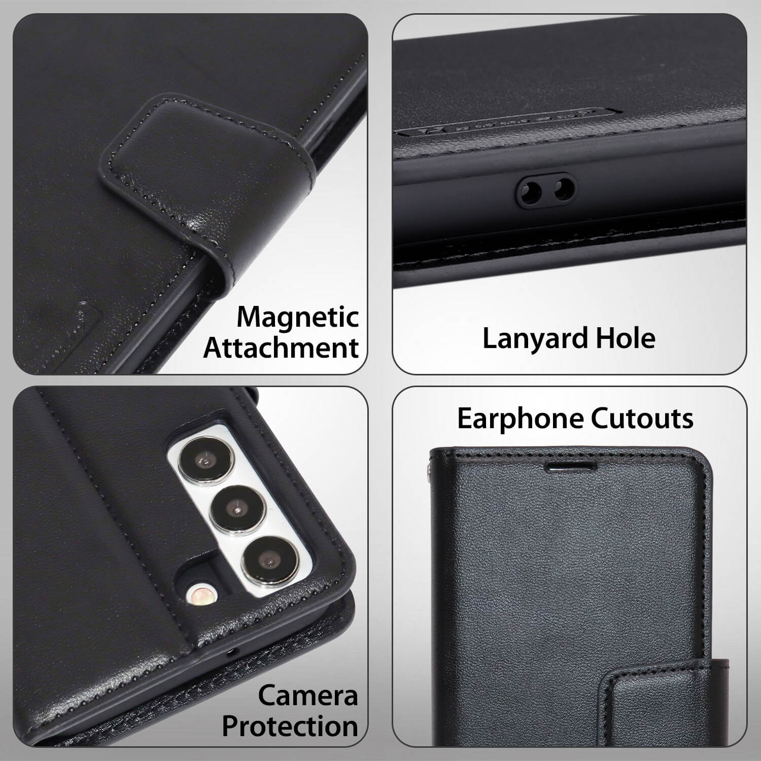 Hanman Samsung Galaxy S22 5G Case Leather Black