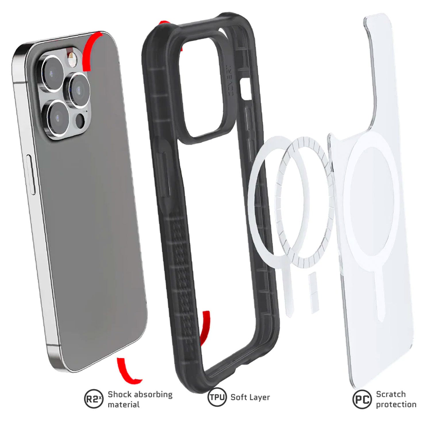 Ghostek iPhone 14 Pro Case Covert with Magsafe Smoke