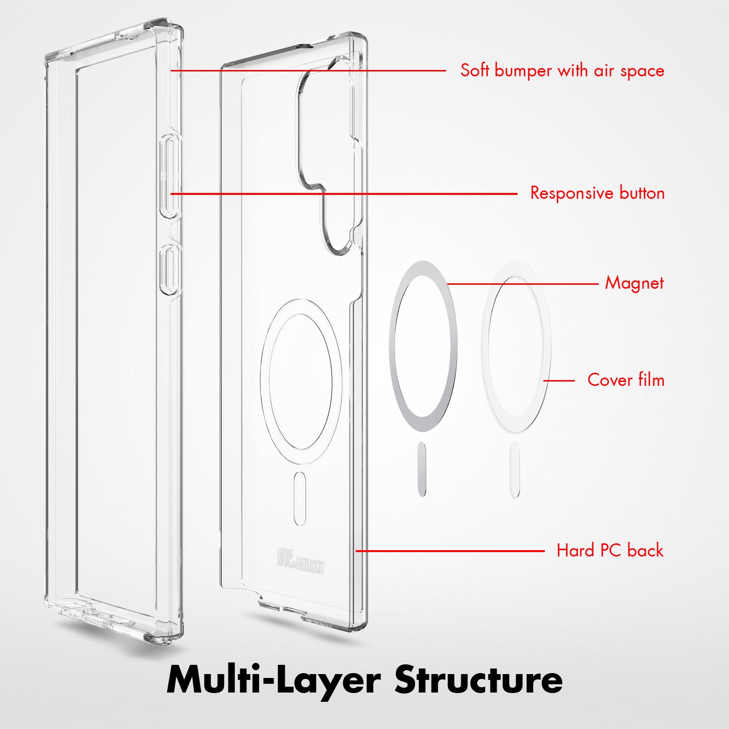 Tough On Samsung Galaxy S23 Ultra Clear Case with Magsafe Clear