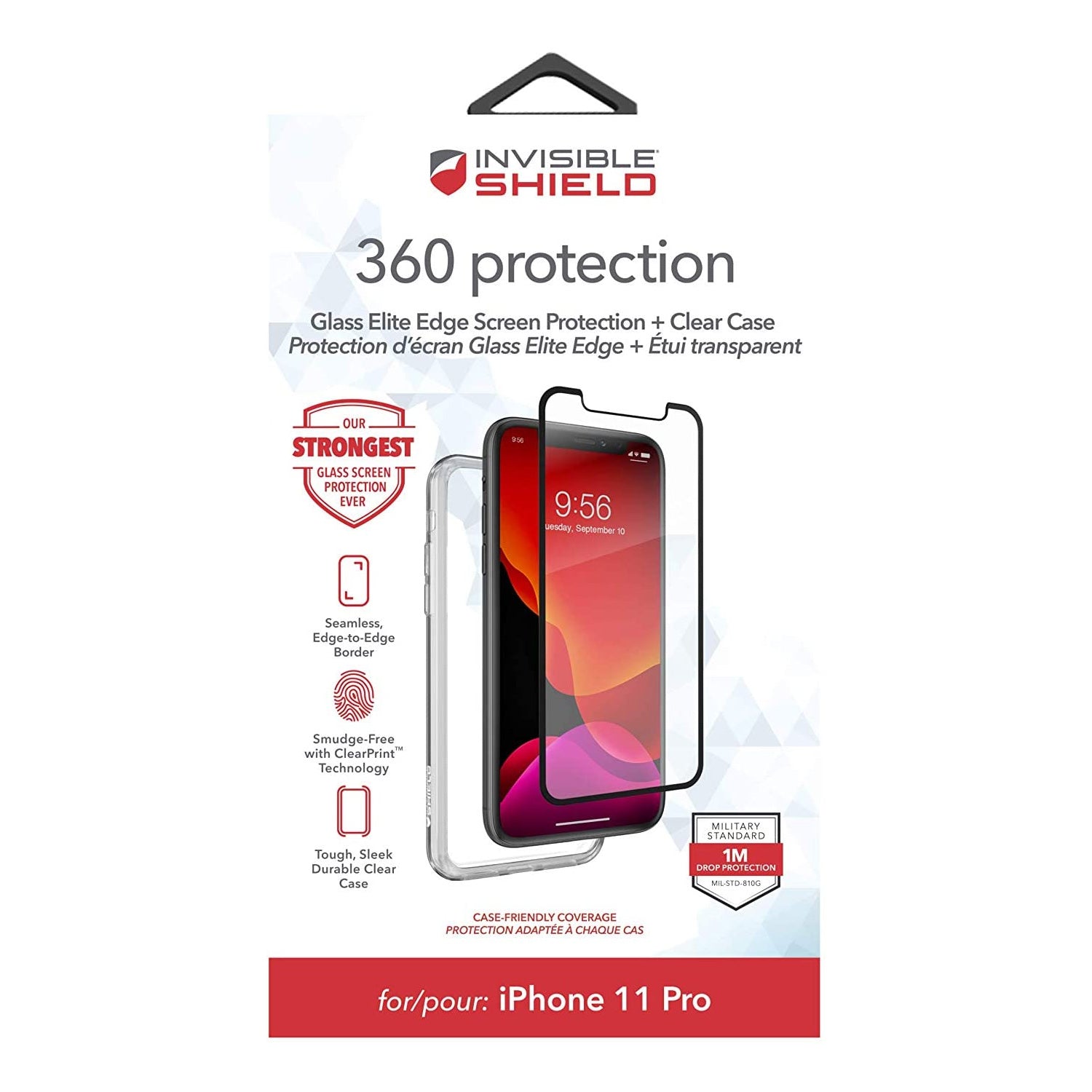 ZAGG InvisibleShield iPhone 11 Pro 360 Protection Case + Glass Elite Edge+ Screen Protector
