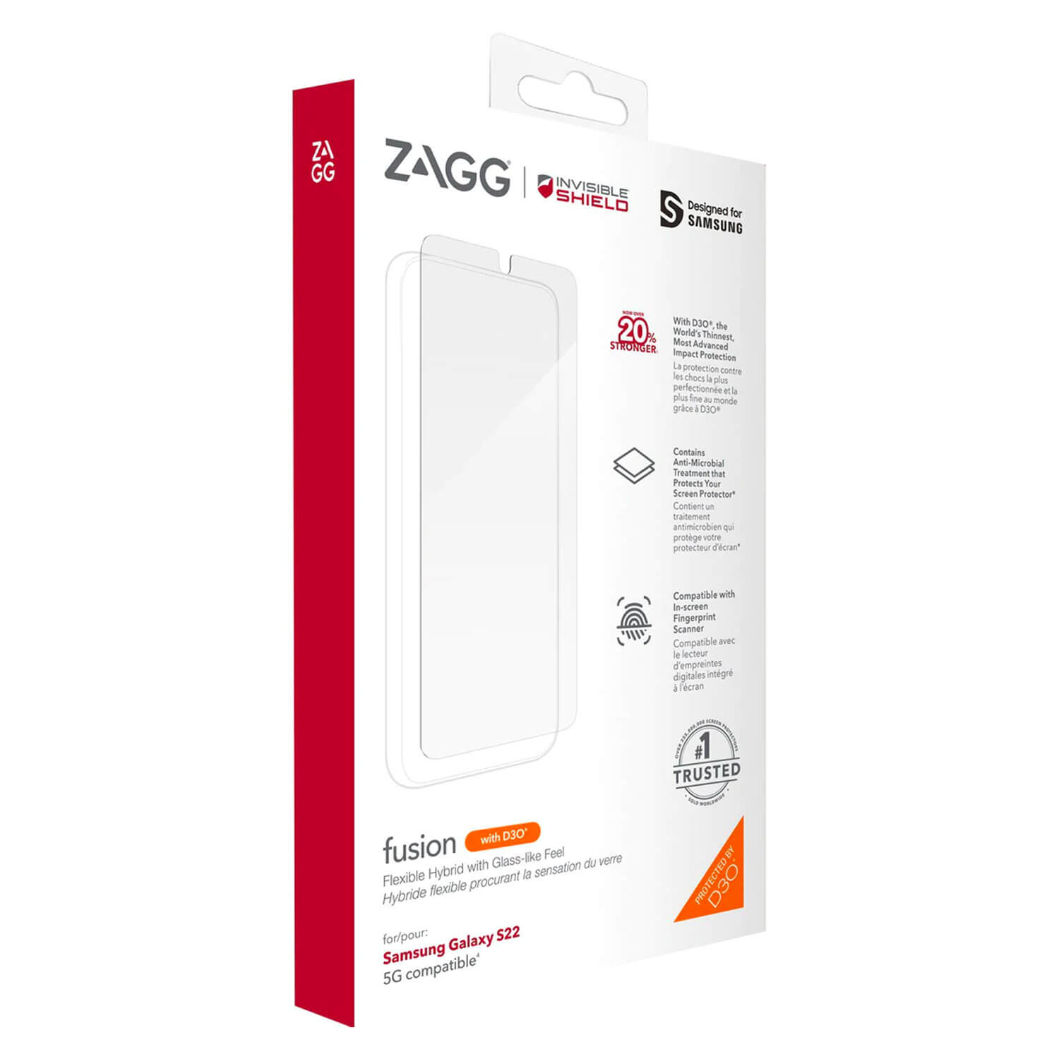 ZAGG InvisibleShield Samsung Galaxy S22 5G Screen Protector Fusion with D3O