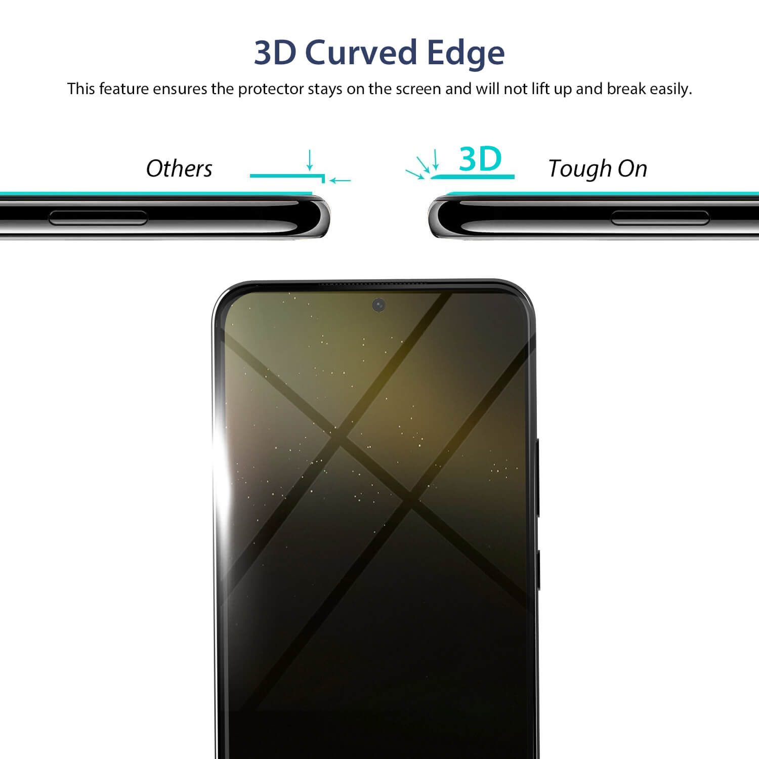 Tough On Samsung Galaxy S22 5G Full Tempered Glass Screen Protector Black
