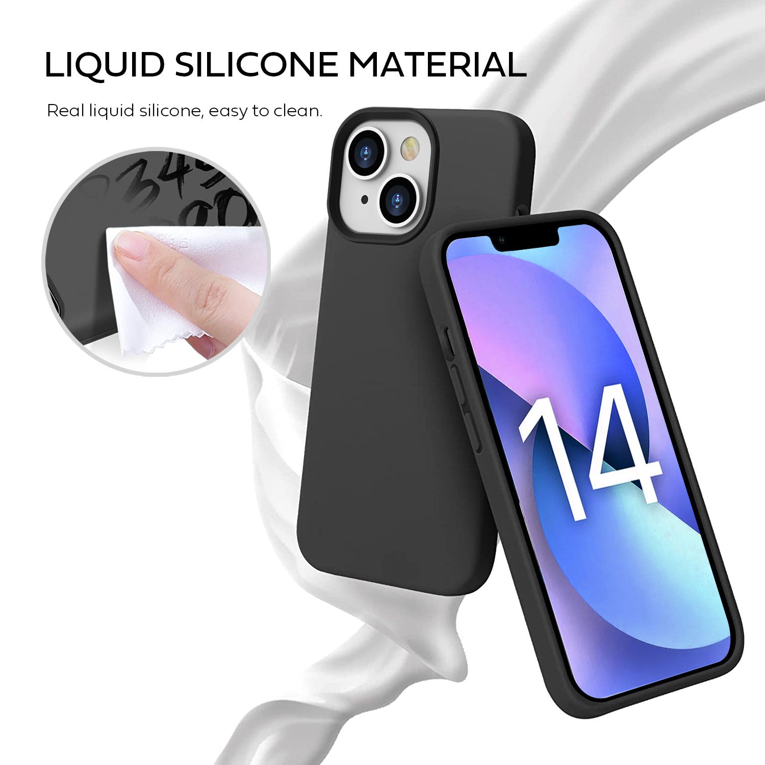 Tough On iPhone 14 Plus Strong Liquid Silicone Case Black