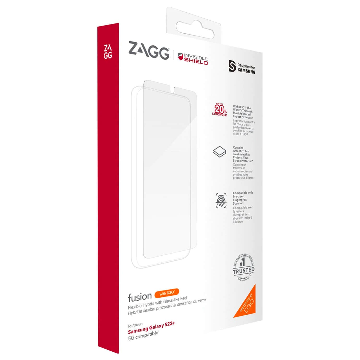 ZAGG InvisibleShield Samsung Galaxy S22 Plus 5G Screen Protector Fusion with D3O