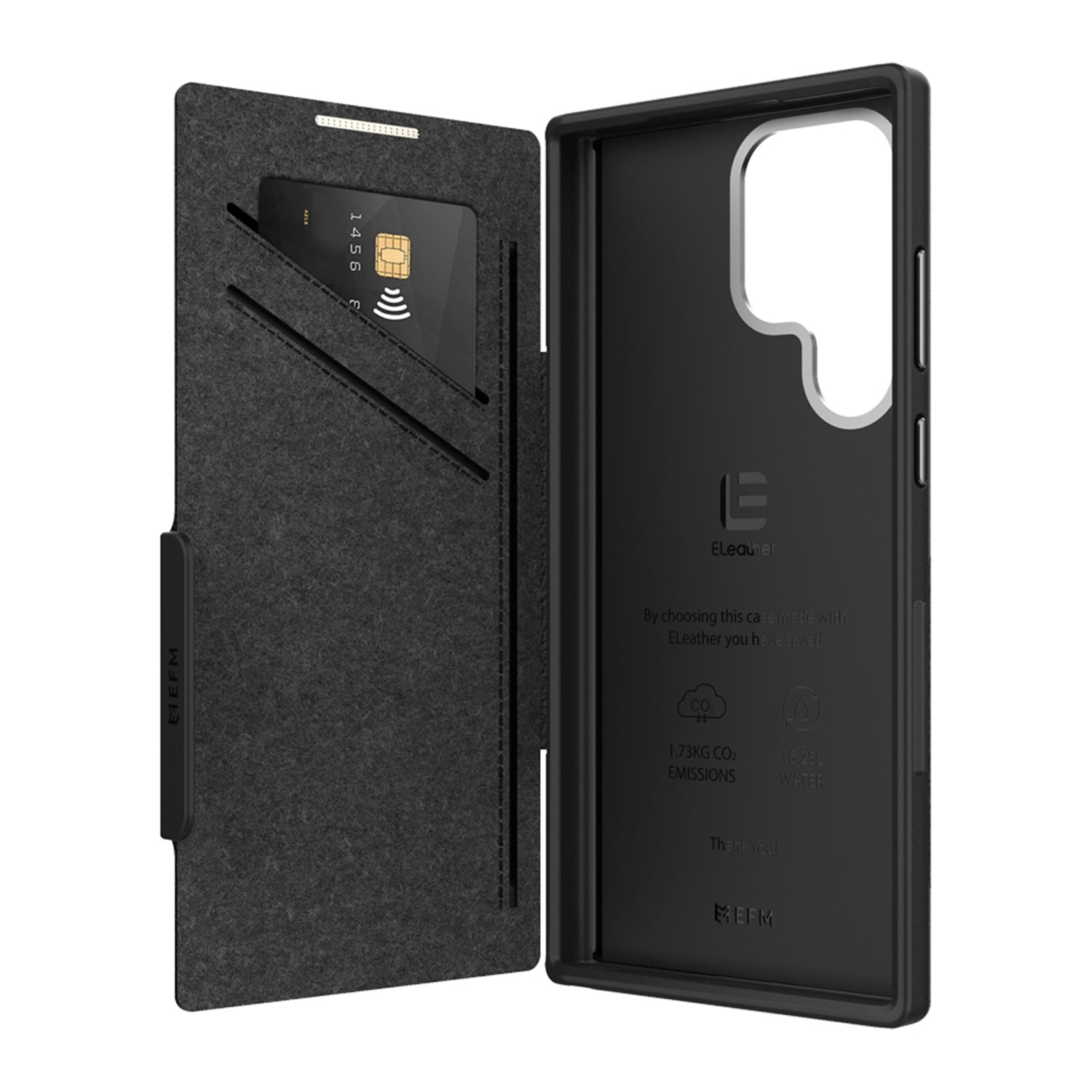 EFM Samsung Galaxy S23 Ultra Monaco D3O Leather Wallet Case Armour Black
