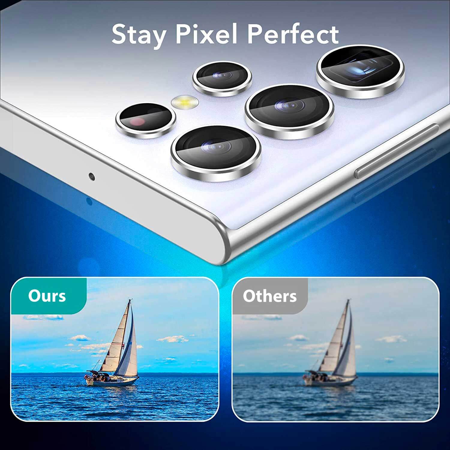 Tough On Samsung Galaxy S22 Ultra 5G Rear Camera Lens Protector Silver