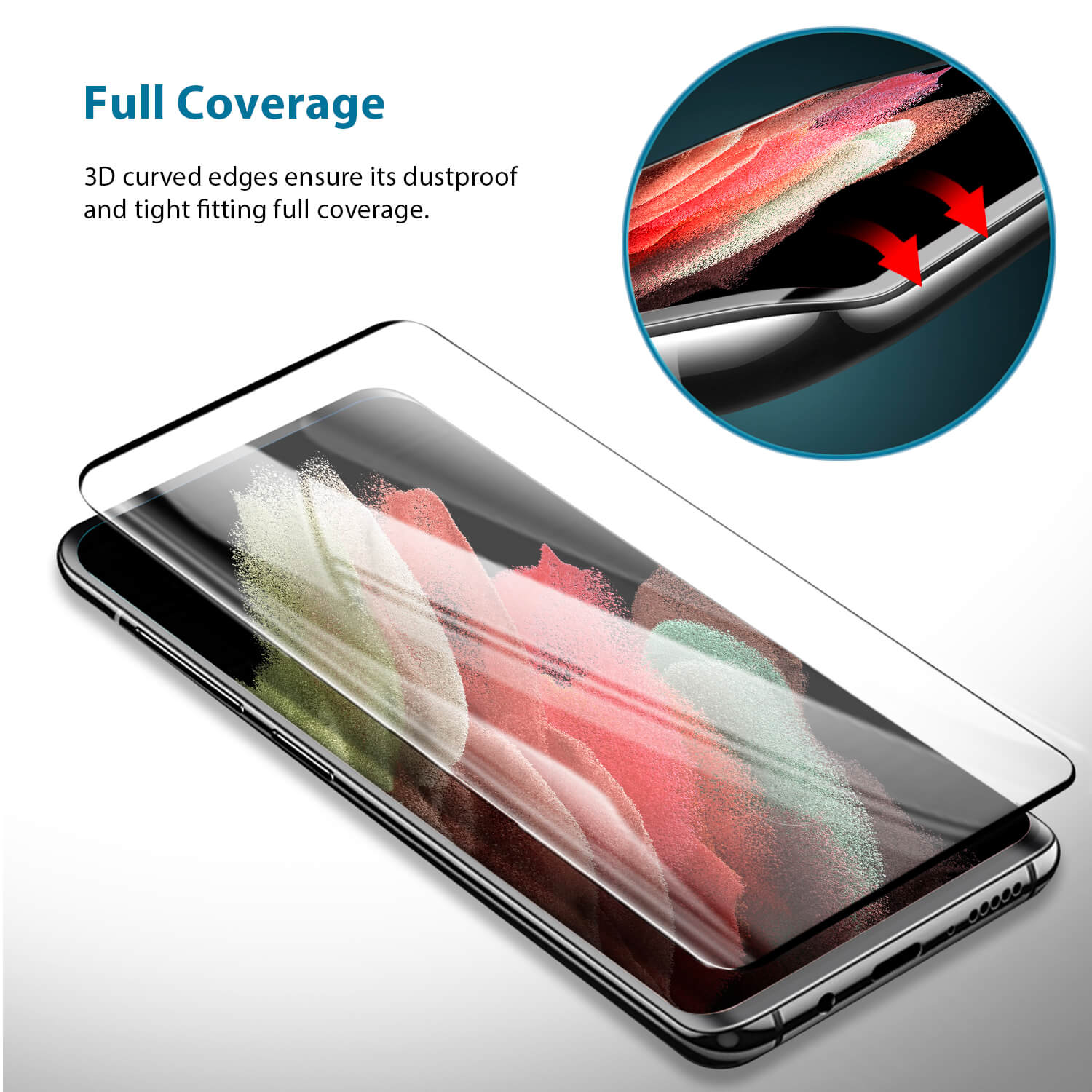 Tough On Samsung Galaxy S21 Plus 5G Tempered Glass Screen Protector Black