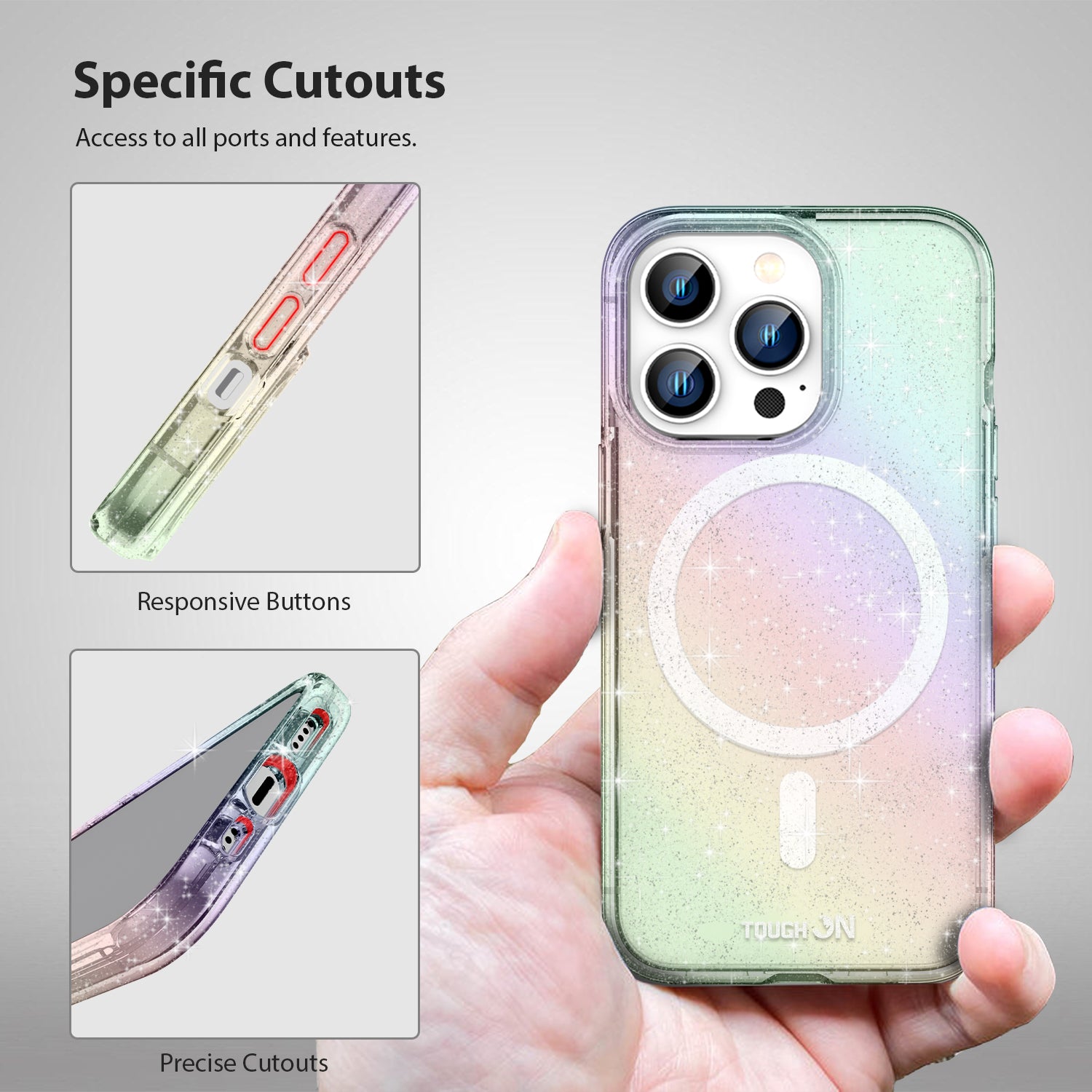 Tough On iPhone 14 Pro Case Glitter Iridescent with Magsafe