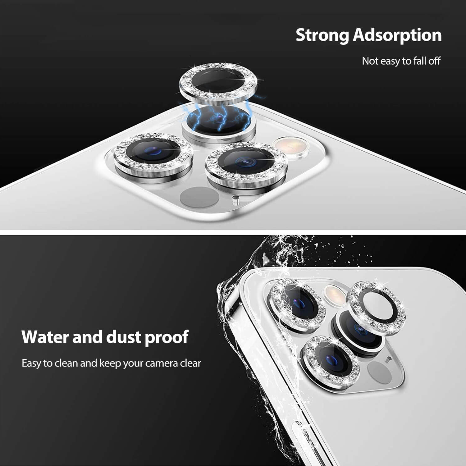 Tough On iPhone 13 Pro Camera Lens Protector Crystal Silver