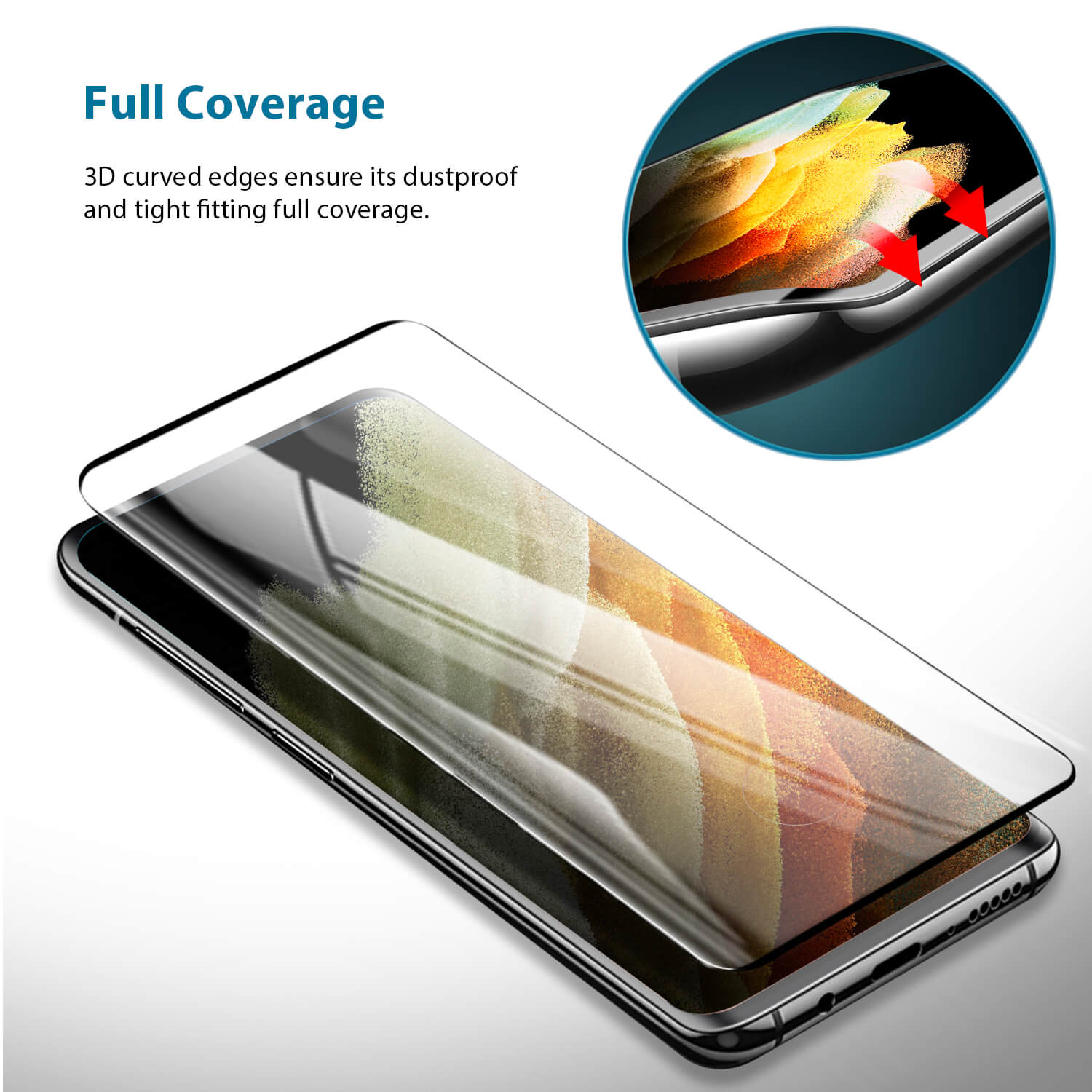 Tough On Samsung Galaxy S21 Ultra 5G Screen Protector 3D Full Cover Glass