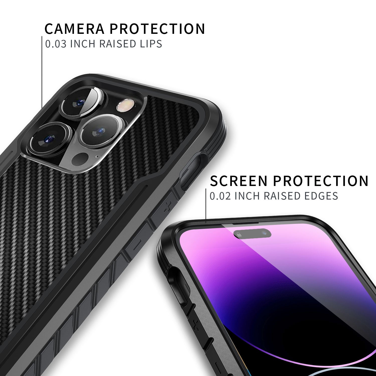Tough On iPhone 14 Pro Case Iron Shield Carbon Fiber w/ Magsafe Black