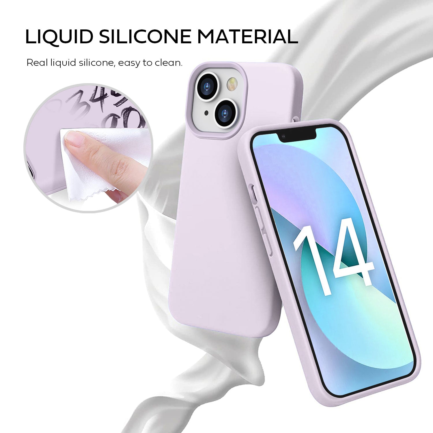 Tough On iPhone 14 Strong Liquid Silicone Case Light Purple