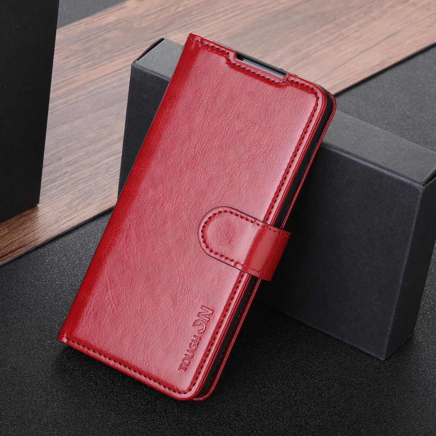 Tough On Samsung Galaxy S22 5G Flip Wallet Leather Case Red