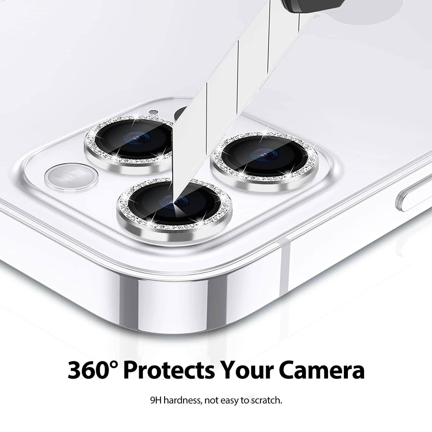 Tough On iPhone 13 Pro Camera Lens Protector Crystal Silver