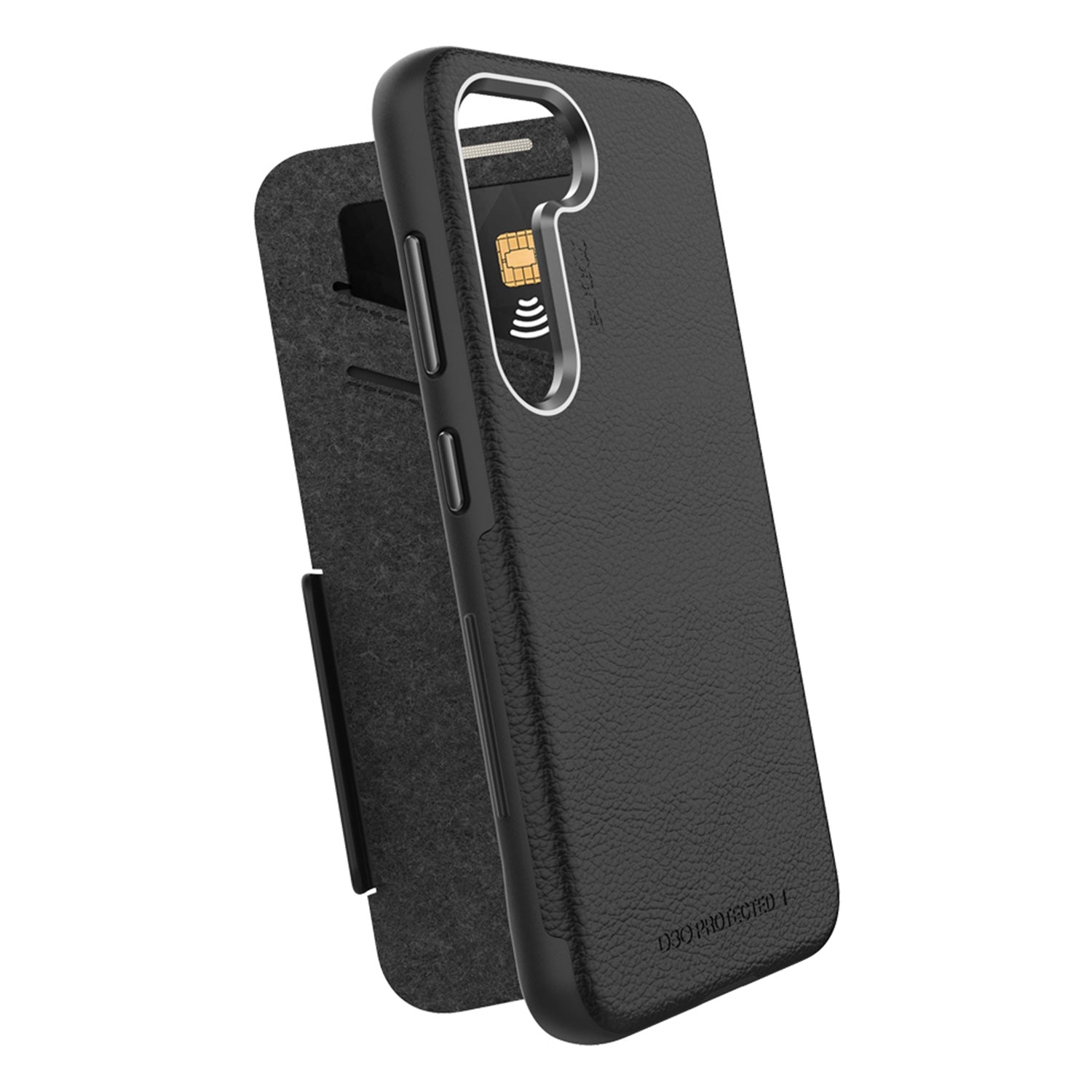 EFM Samsung Galaxy S23 Plus Monaco D3O Leather Wallet Case Armour Black