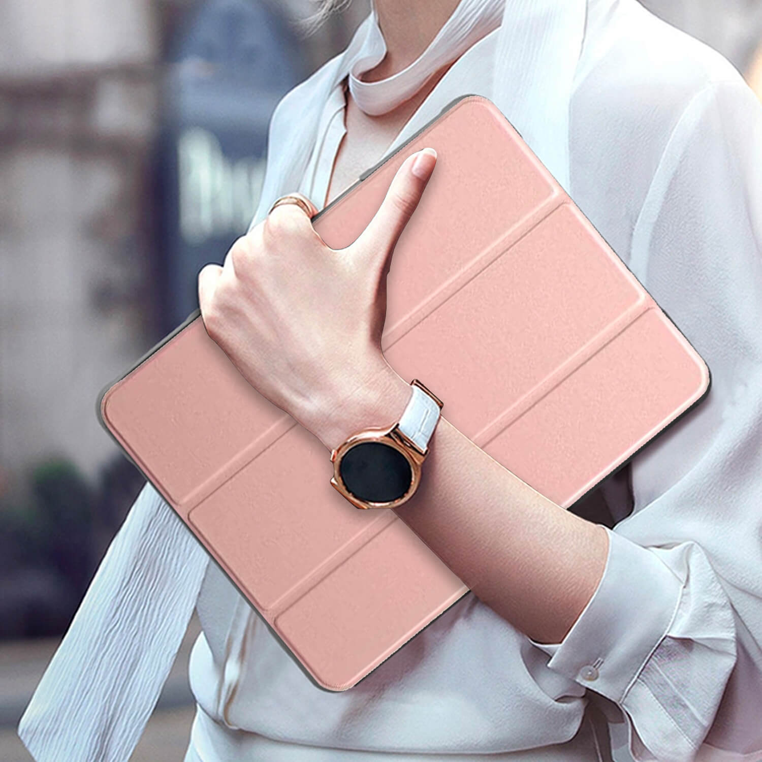 Tough On iPad 7 / 8 / 9th Gen 10.2" Case Smart Cover Rose Gold with Clear Back