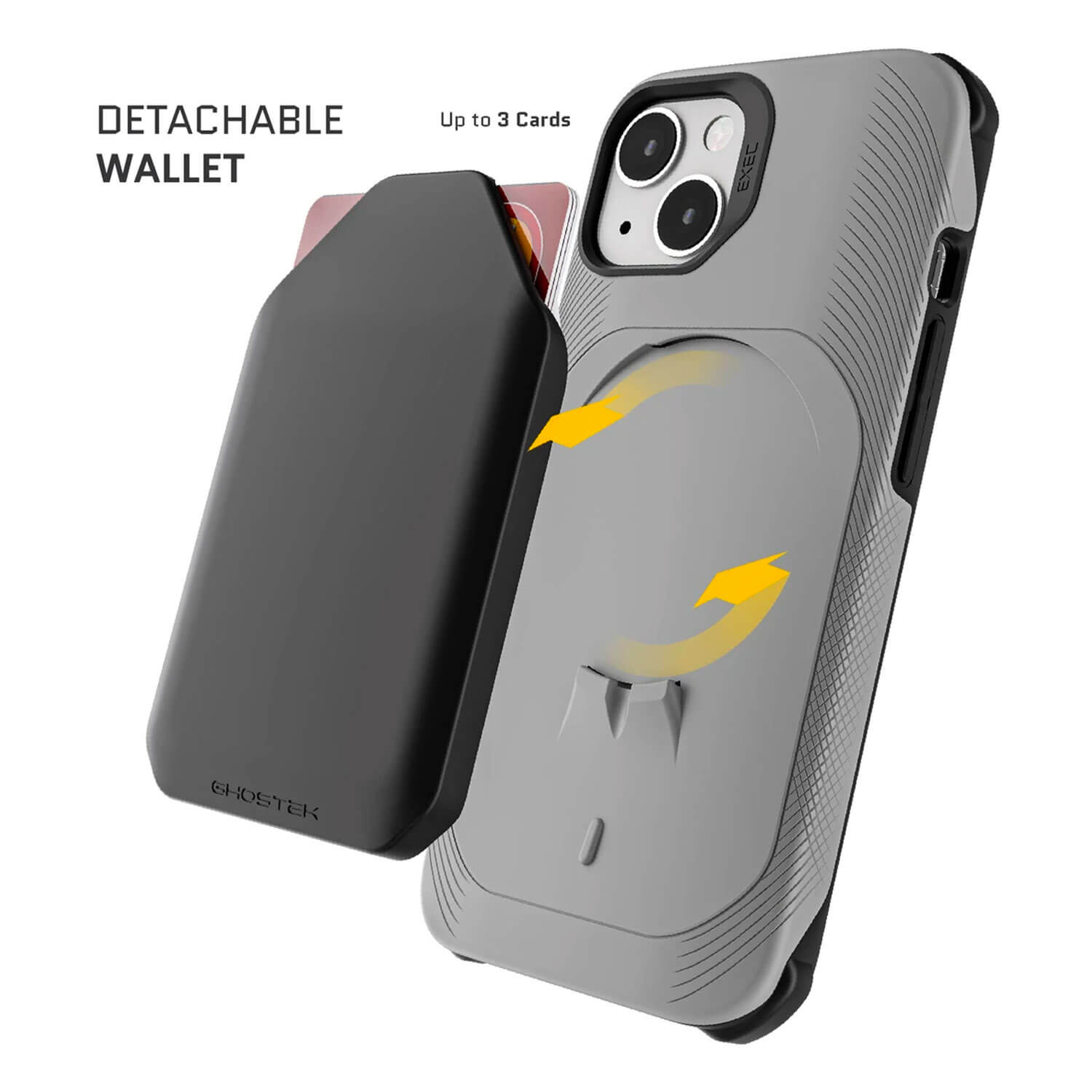 Ghostek iPhone 13 Case Exec 5 Genuine Leather Wallet Grey