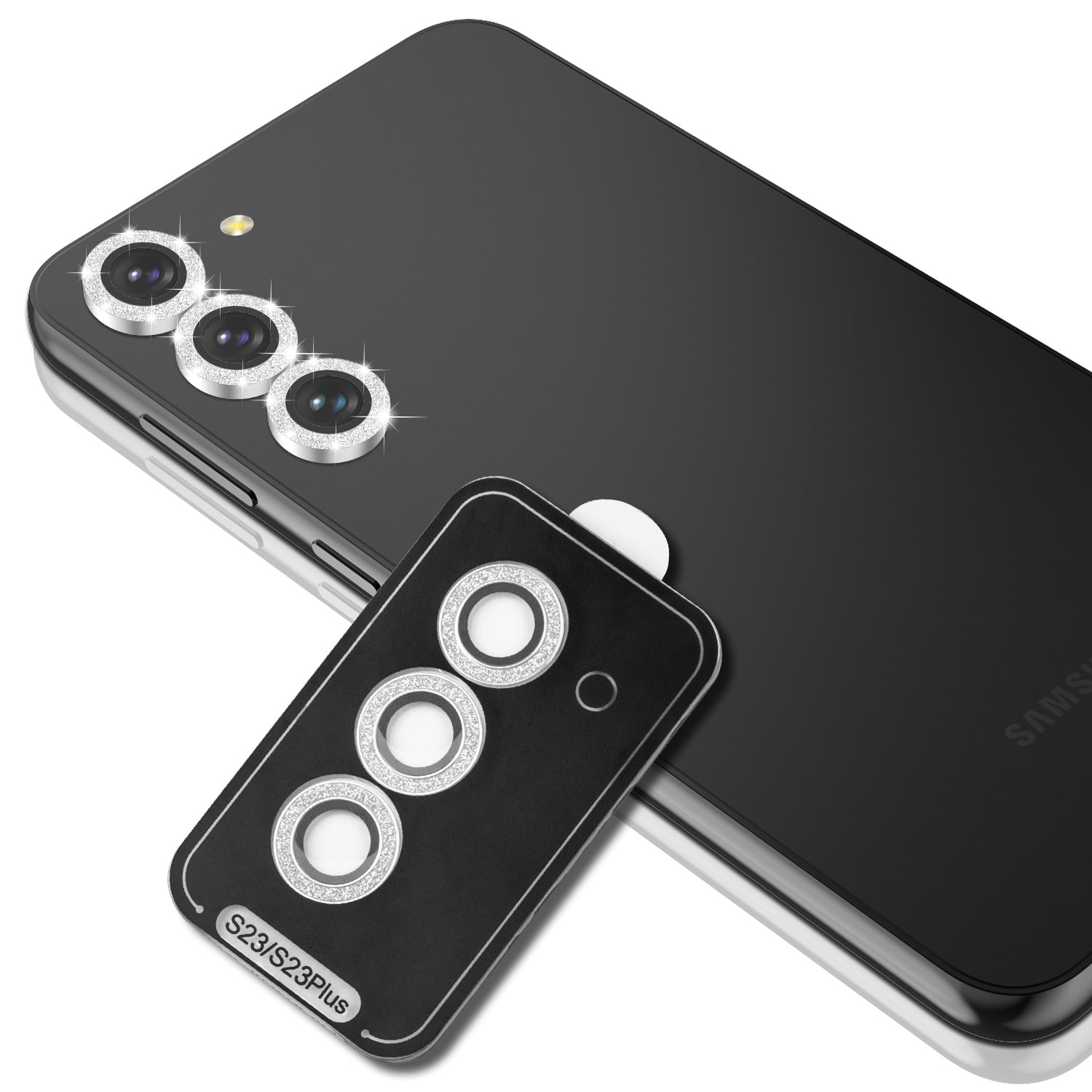 Tough On Samsung Galaxy S23 / S23 Plus Rear Camera Lens Protector Silver Diamond