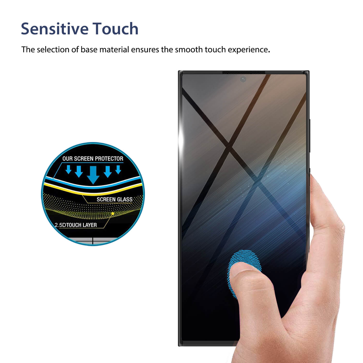 Tough On Samsung Galaxy S22 Ultra 5G Full Tempered Glass Screen Protector Black