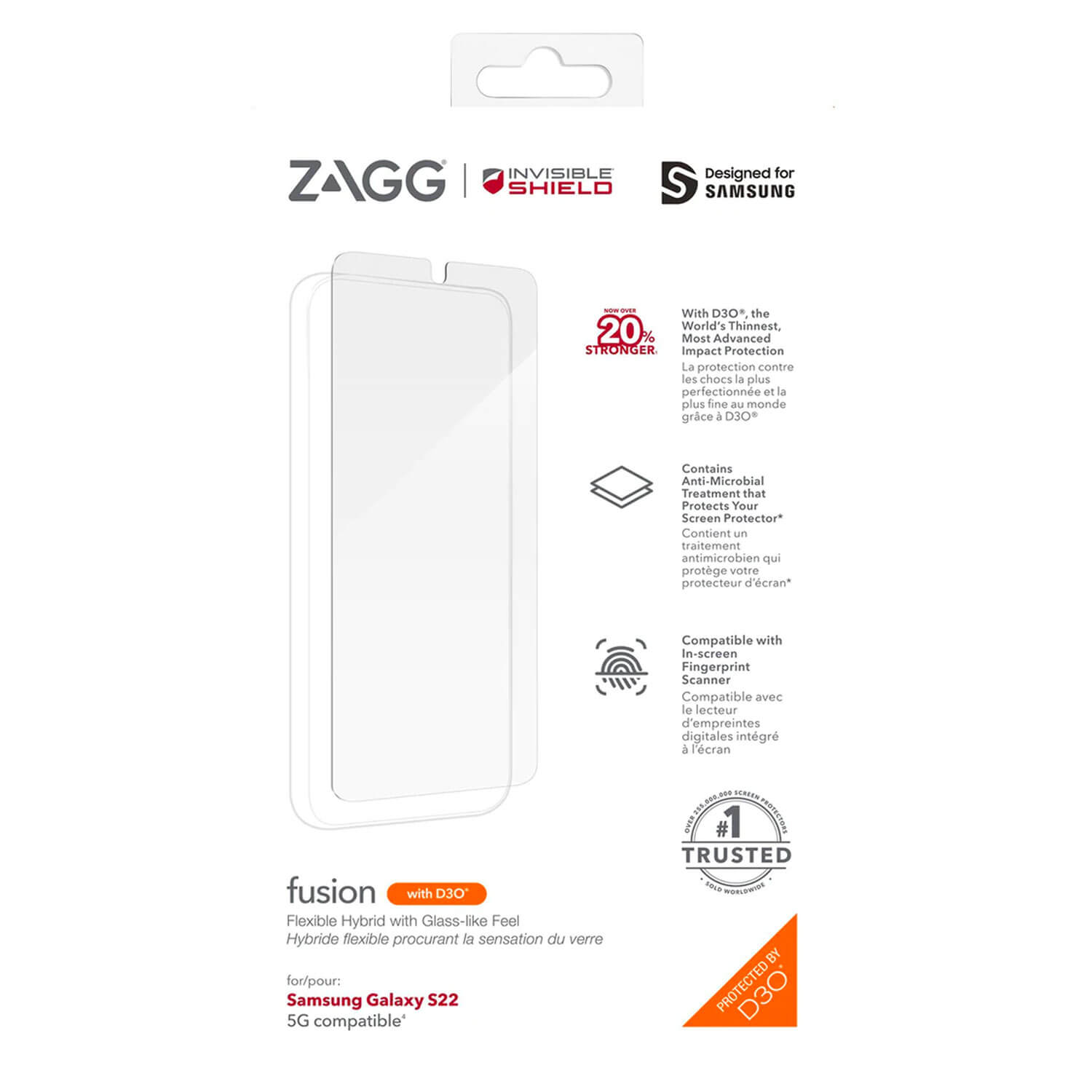 ZAGG InvisibleShield Samsung Galaxy S22 5G Screen Protector Fusion with D3O