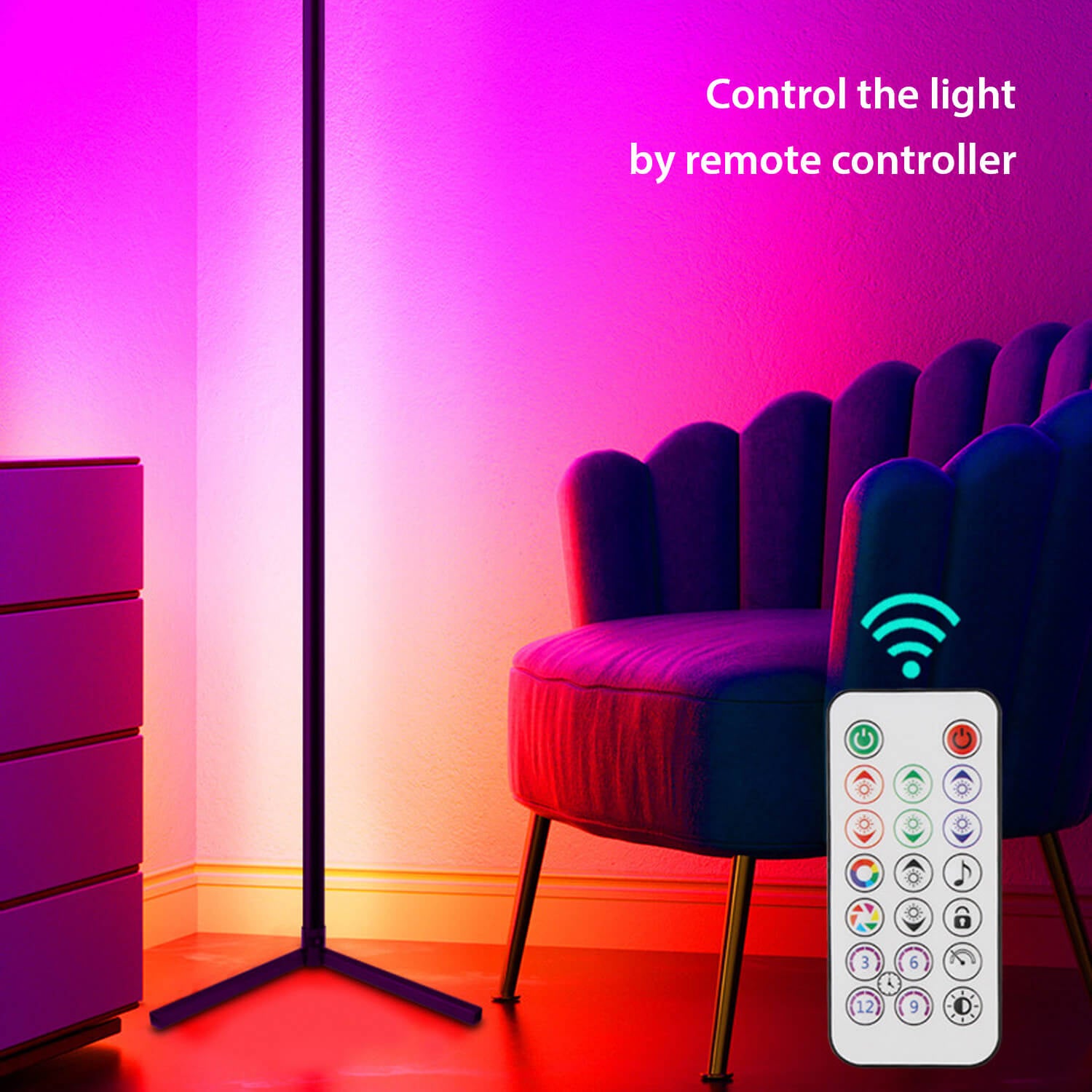LED RGBIC Corner Floor Lamp with Remote & App Control 150cm