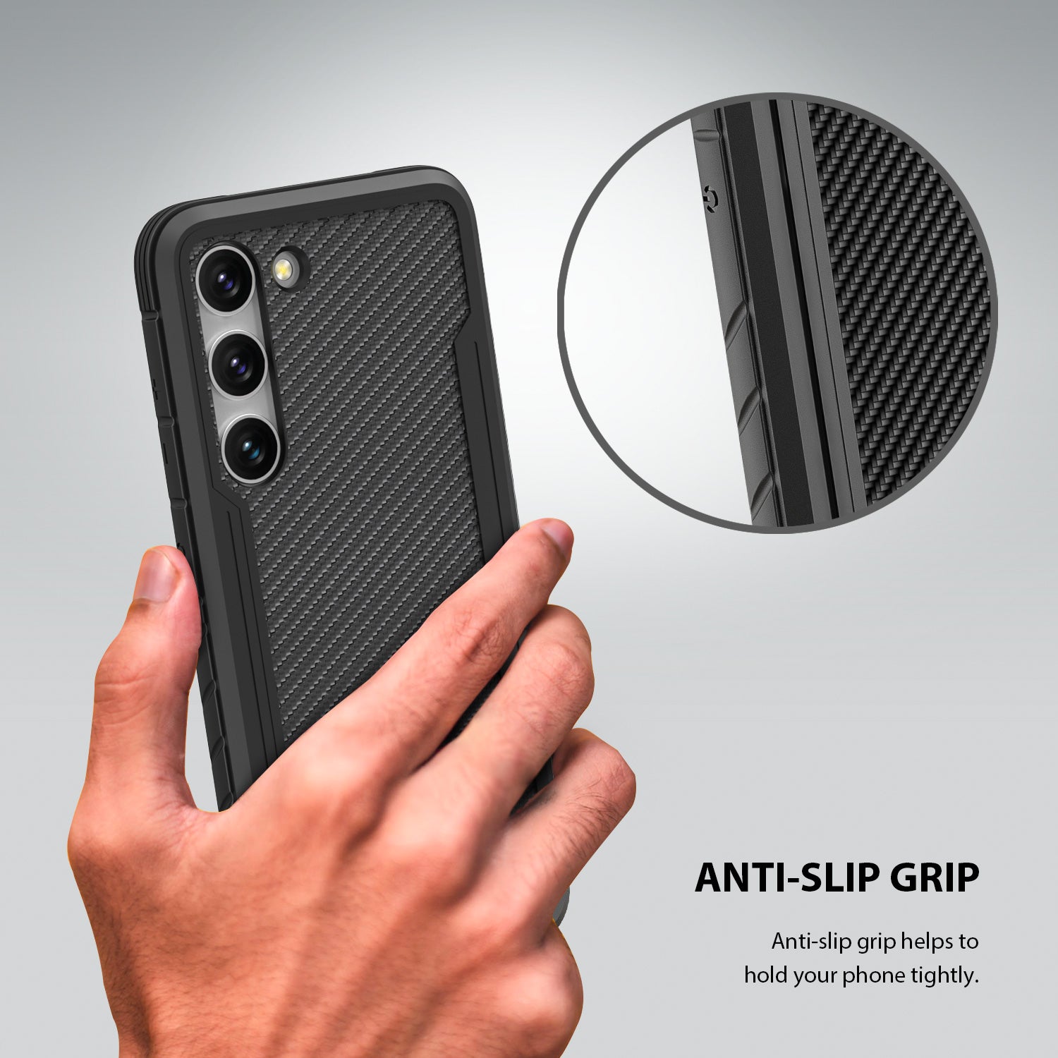 Tough On Samsung Galaxy S23 5G Case Iron Shield Carbon Fiber