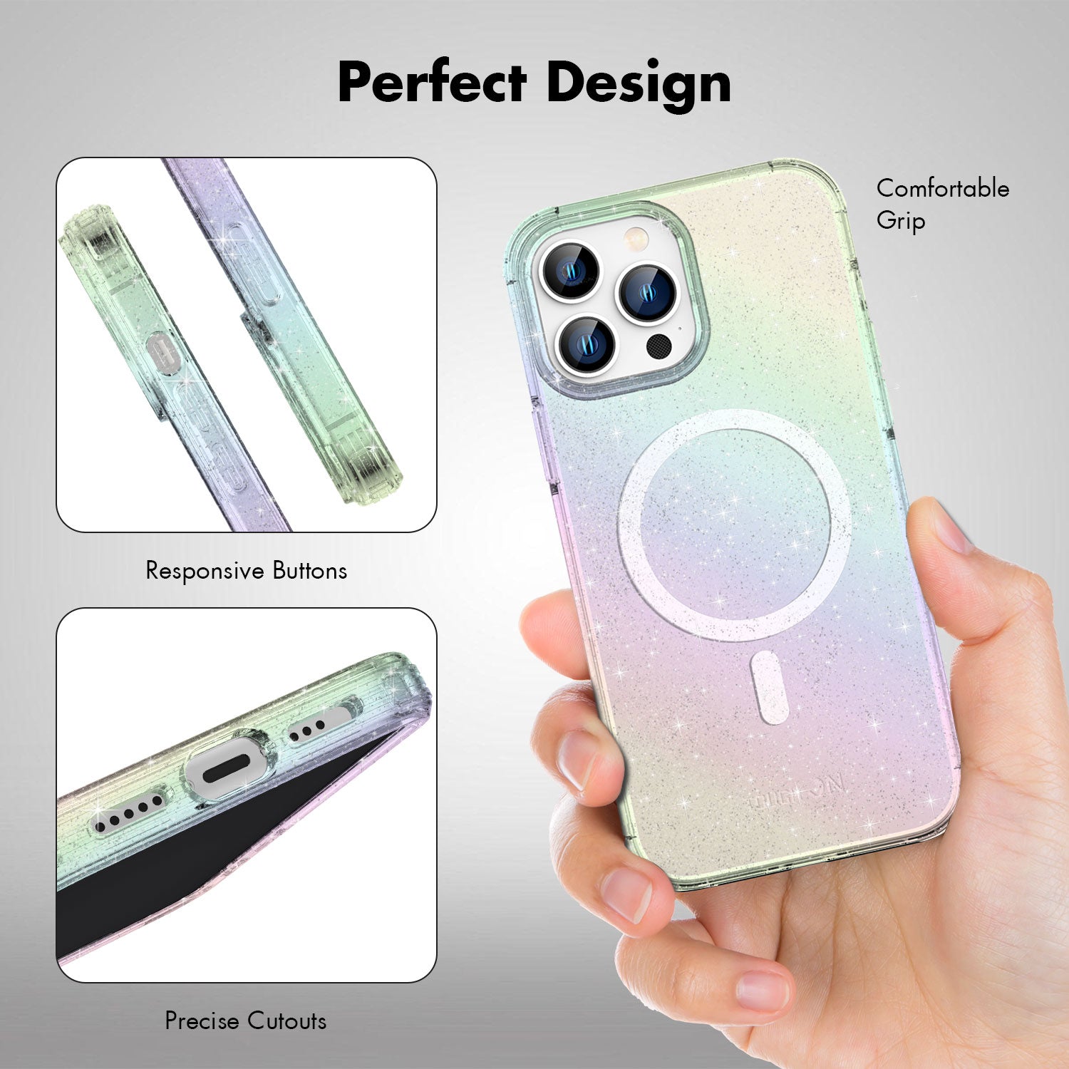 Tough On iPhone 13 Pro Max Case Glitter Iridescent with Magsafe