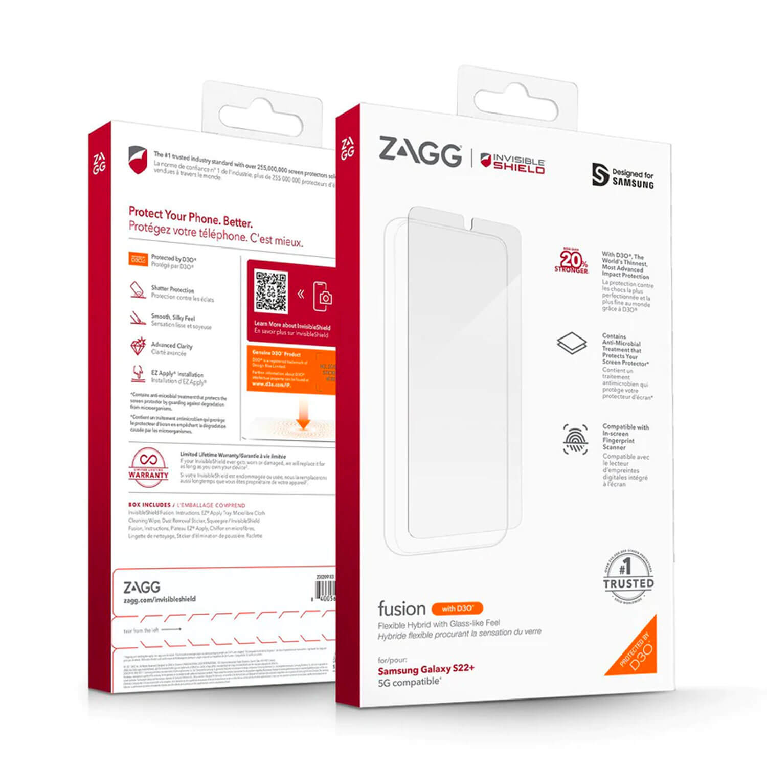 ZAGG InvisibleShield Samsung Galaxy S22 Plus 5G Screen Protector Fusion with D3O
