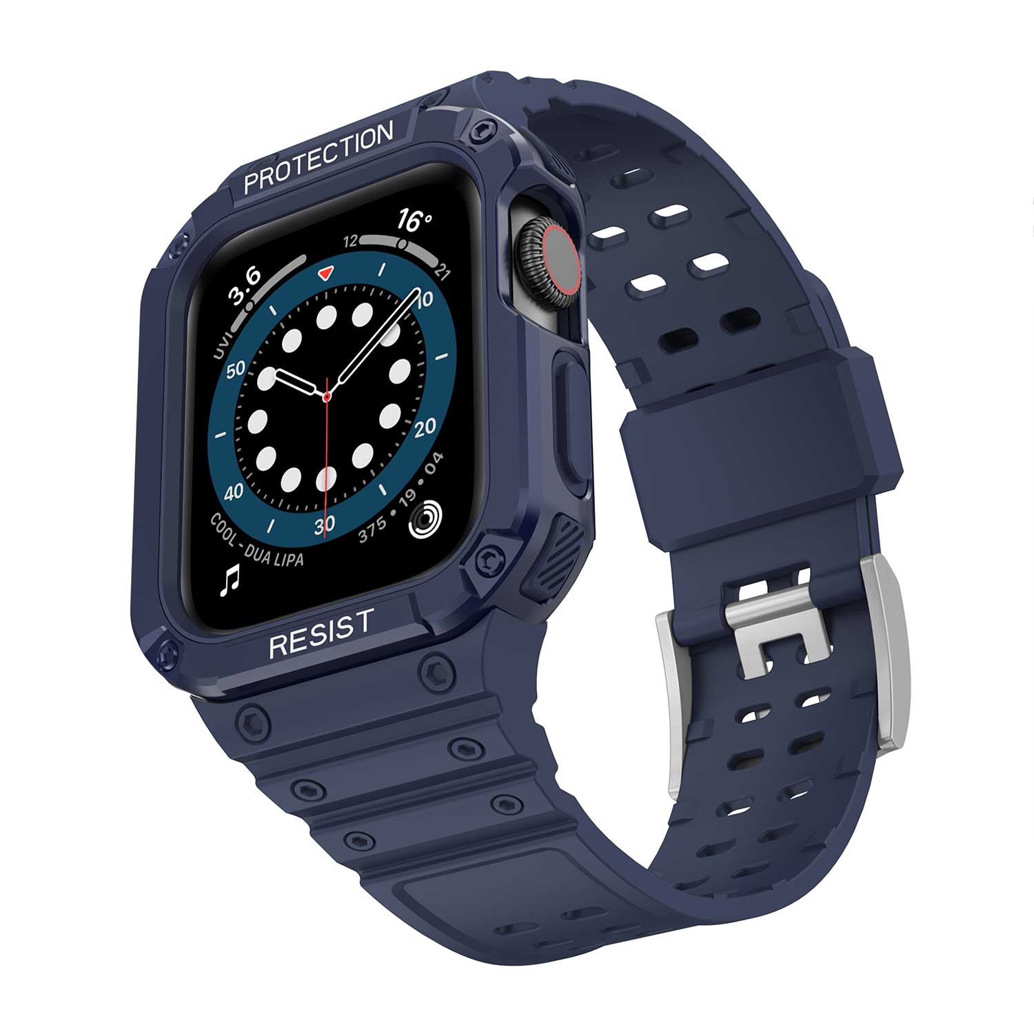 Tough On Apple Watch Band with Case Series 7 / 8 45mm Rugged Protection Navy/Navy