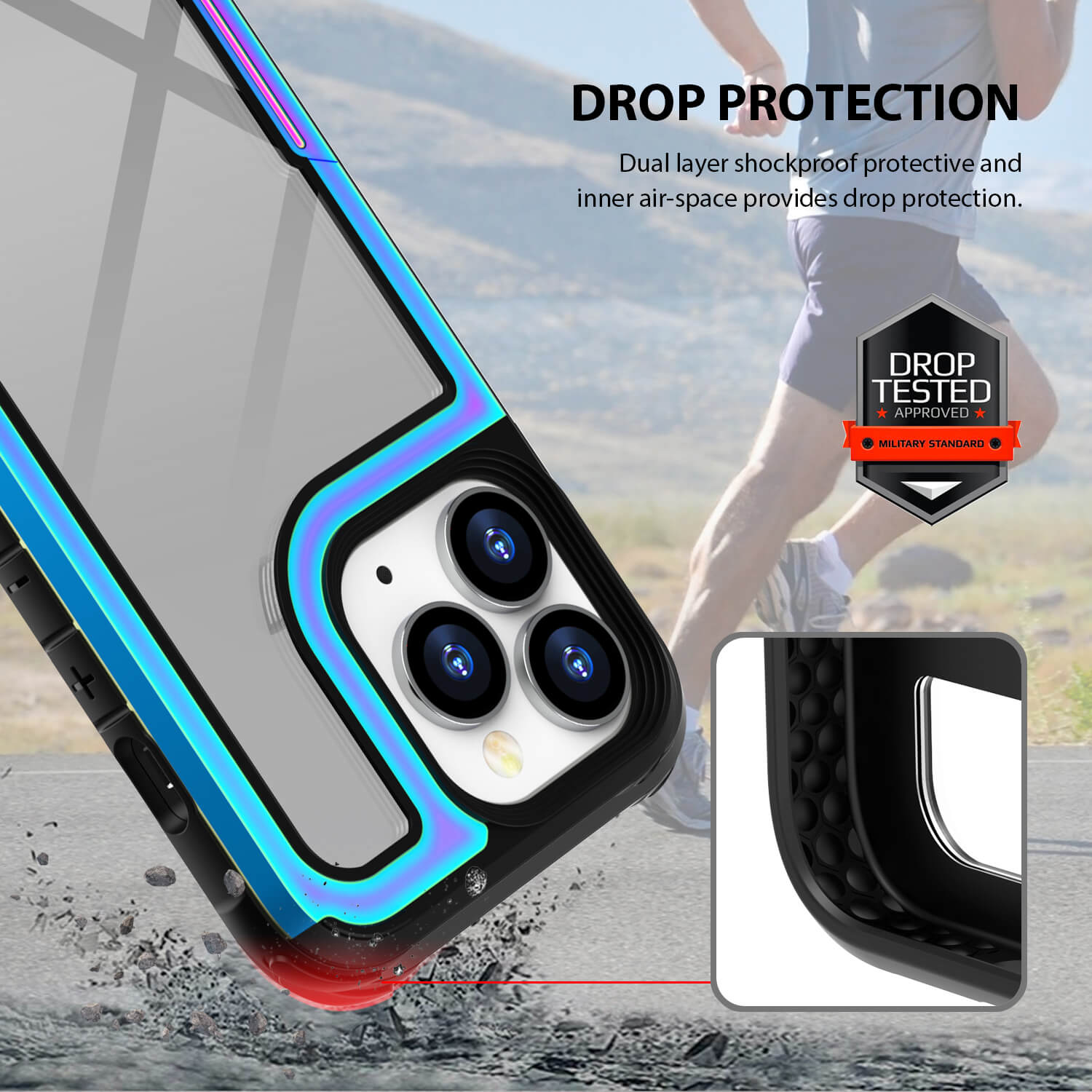 Tough On iPhone 13 Pro Case Iron Shield Iridescent