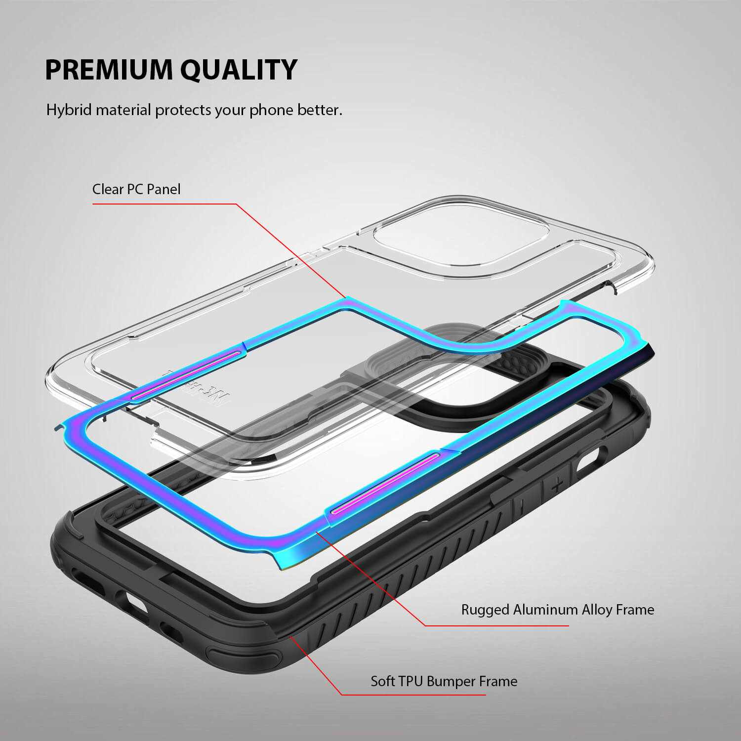 Tough On iPhone 13 Pro Case Iron Shield Iridescent