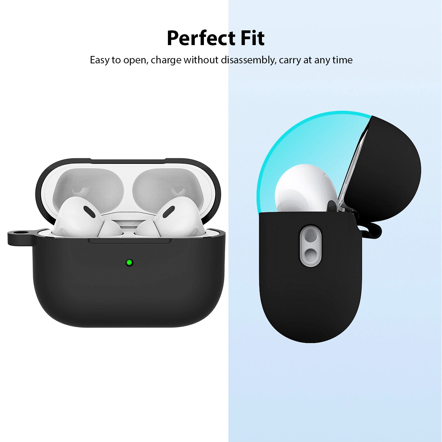 Tough On Apple AirPods Pro 2 Triple-Layer Protective Silicone Case Black