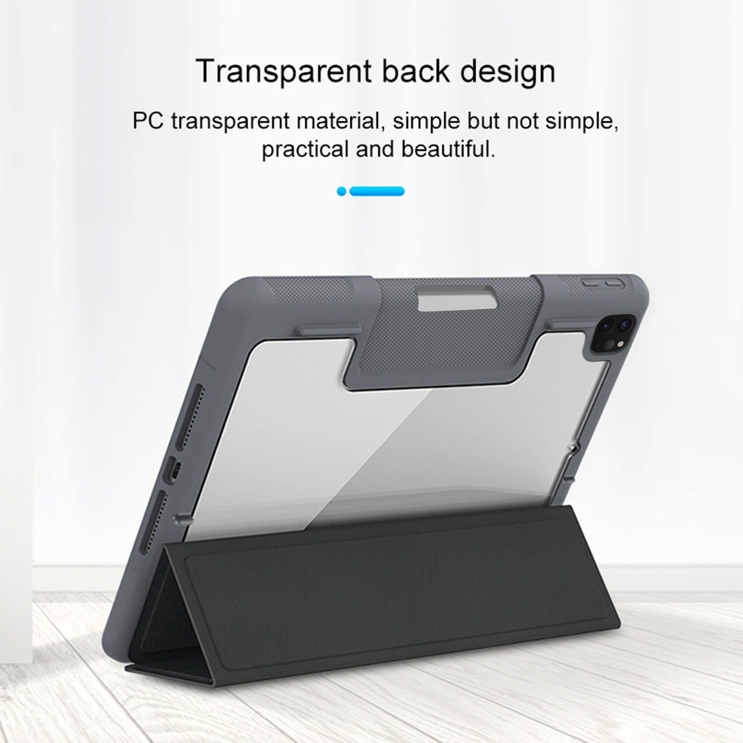 Tough On iPad Pro 2022 / 2021 / 2020 11" Case Smart Cover Clear Back Black