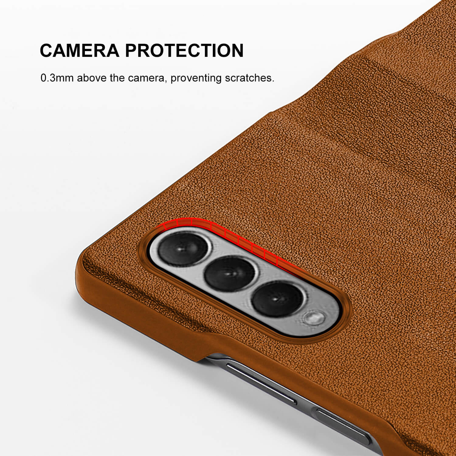 Tough On Samsung Galaxy Z Fold 3 Case Fine Leather Brown