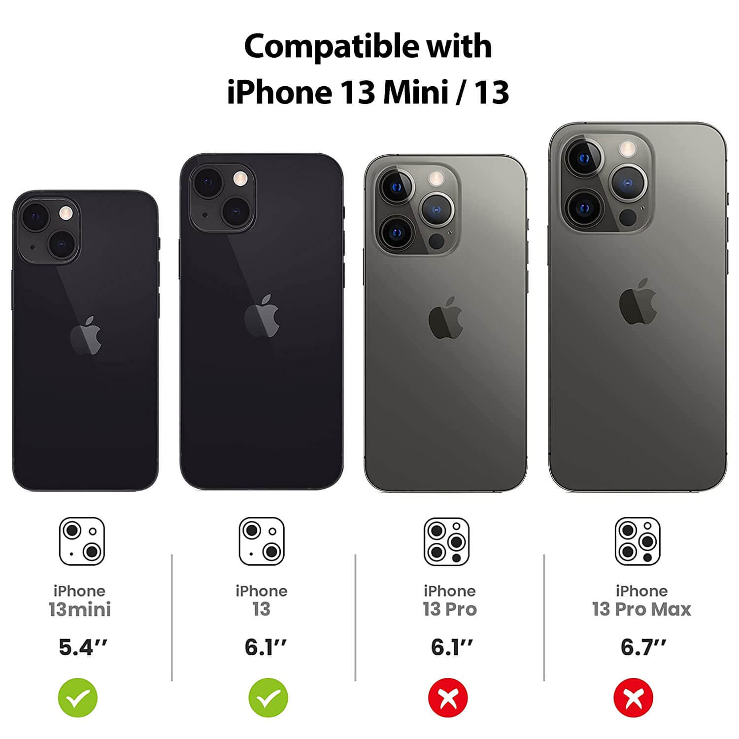 Tough On iPhone 13 Mini Camera Lens Protector Black