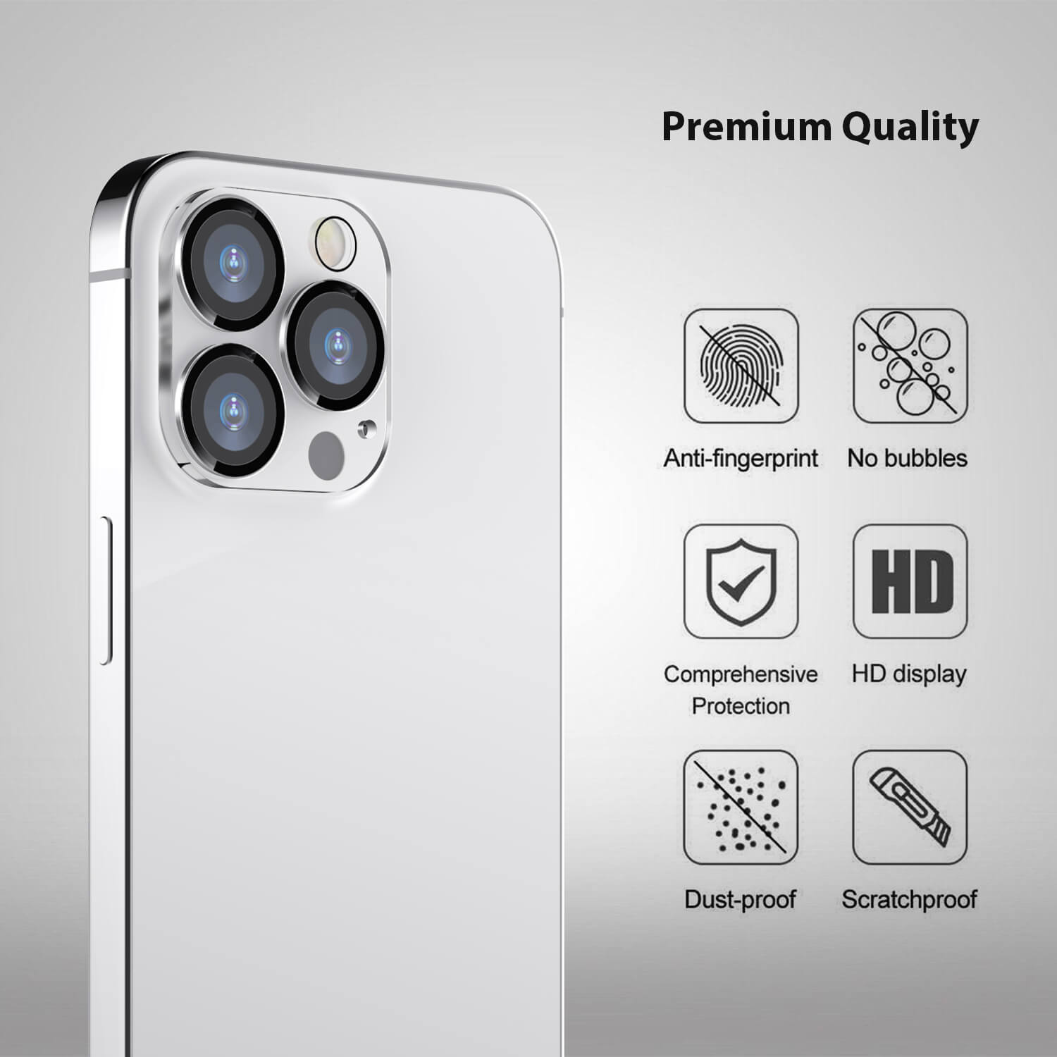 Tough On iPhone 13 Pro Rear Camera Protector Tempered Glass